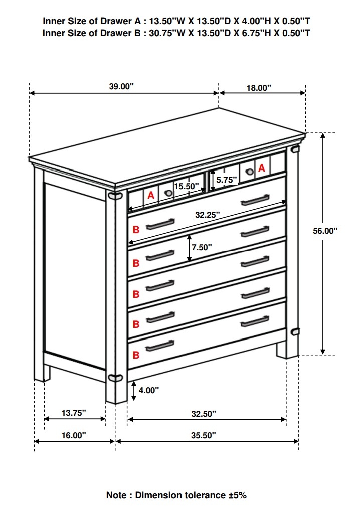 Brenner Wood Chest w/7 Drawers