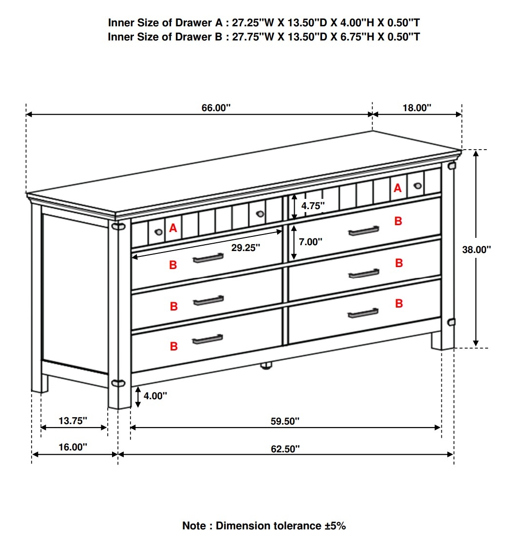 Brenner Wood Dresser w/8 Drawers