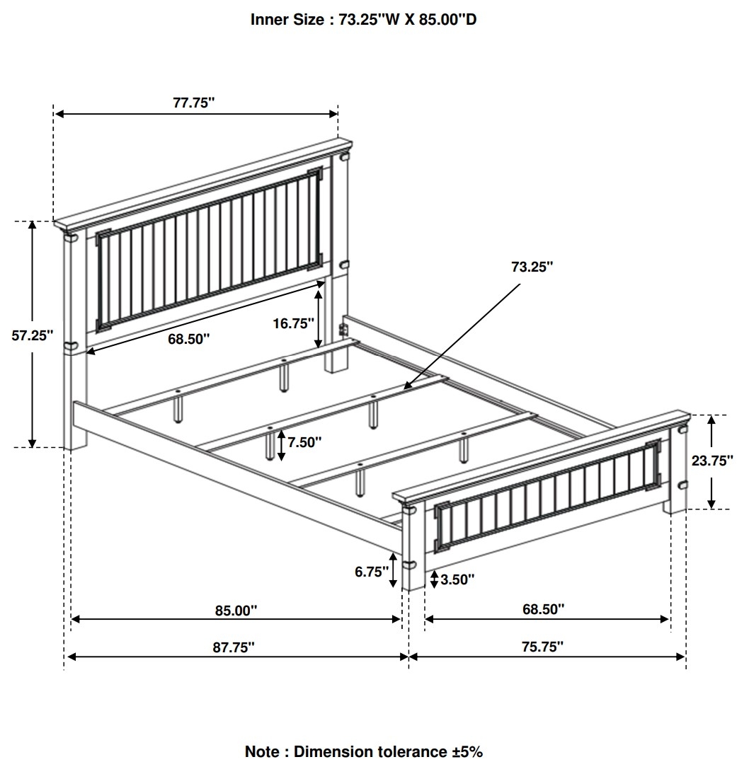 Brenner Wood Panel Bed, California King Size