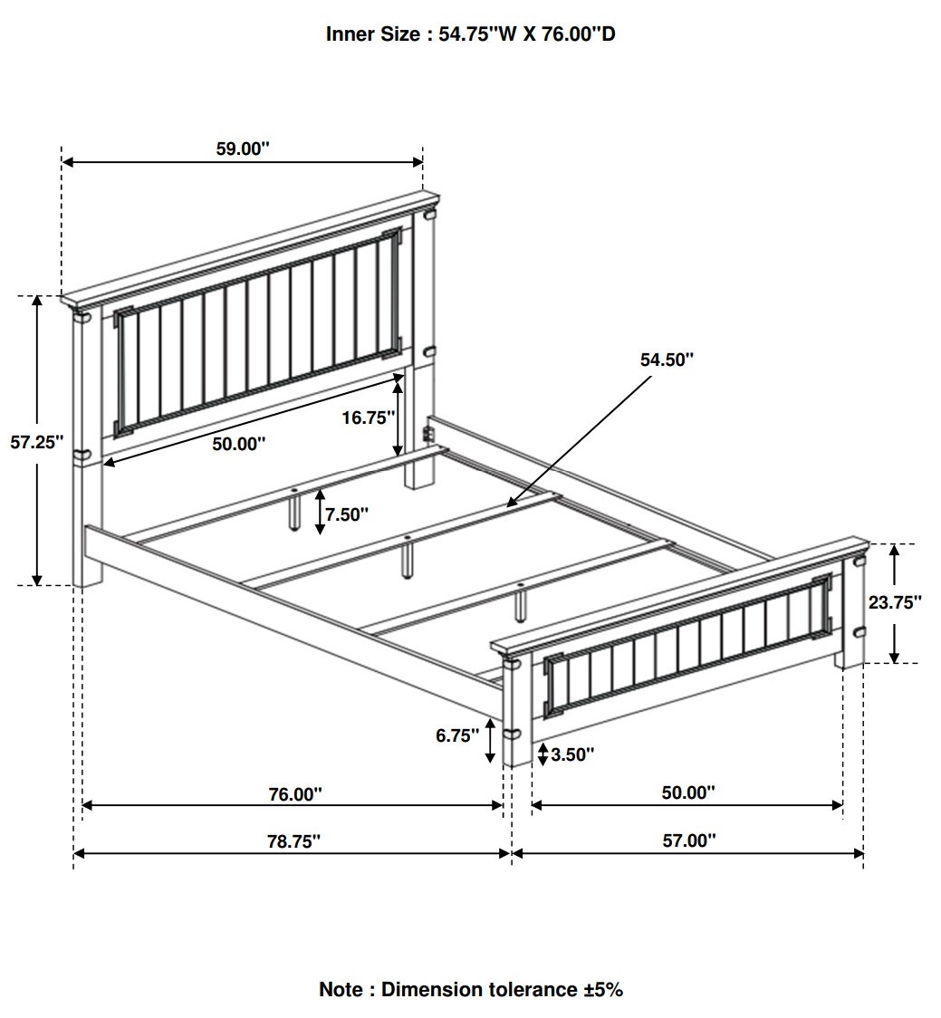 Brenner Wood Panel Bed, Full Size