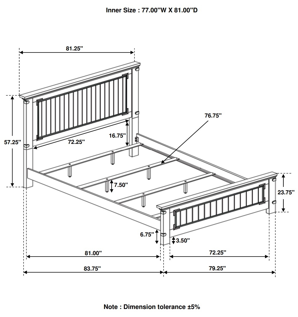 Brenner Wood Panel Bed, Eastern King Size