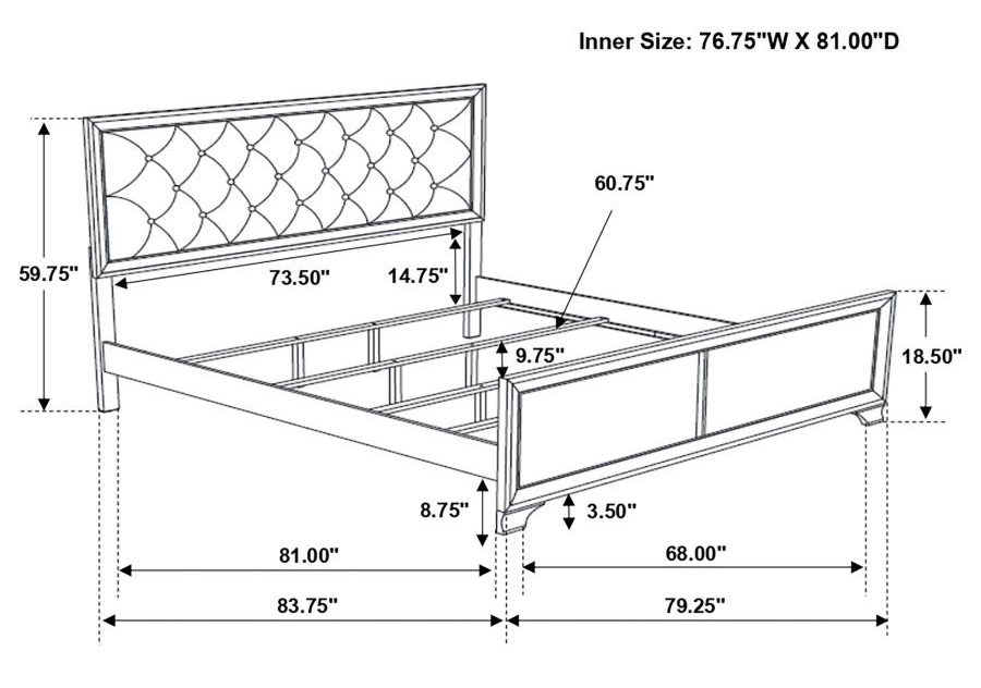 Beaumont Leatherette/Wood Panel Bed