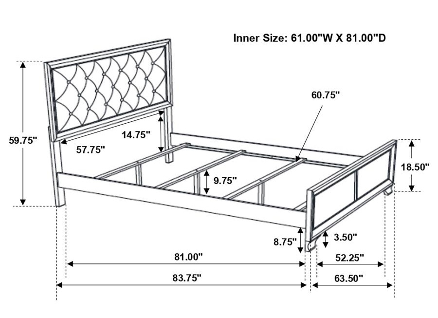 Beaumont Leatherette/Wood Panel Bed, Queen Size
