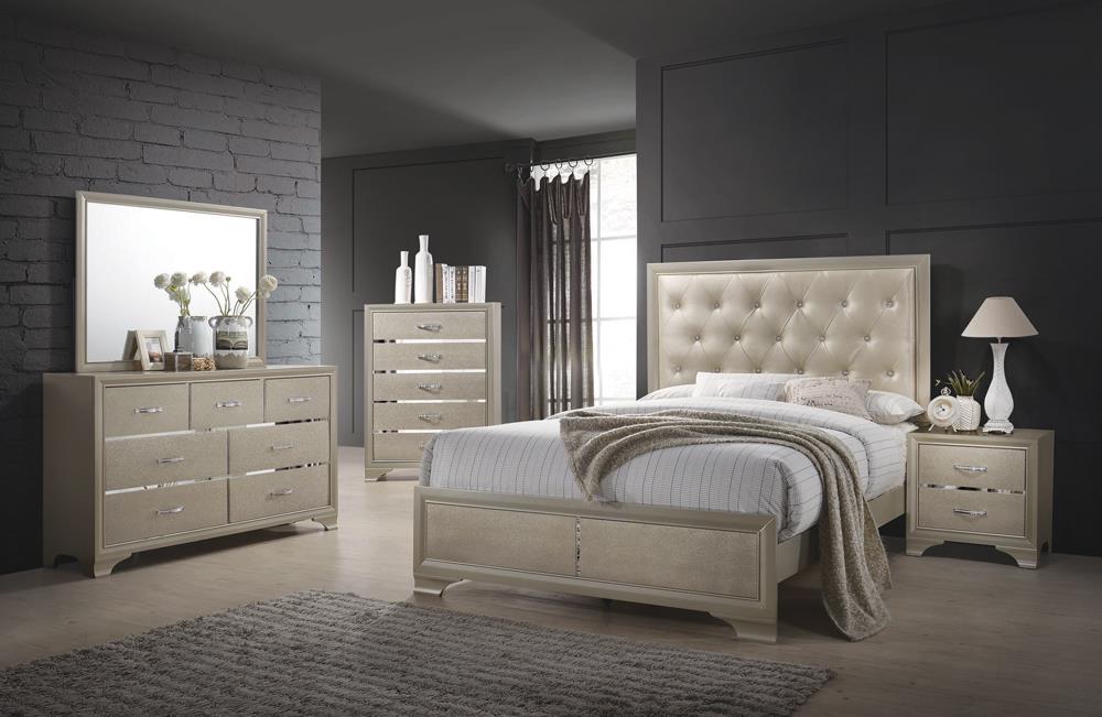 Beaumont Leatherette/Wood Panel Bed