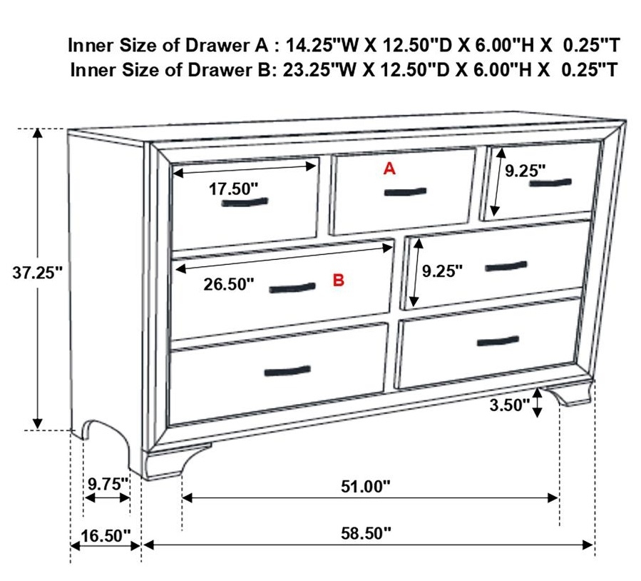 Beaumont Wood Dresser w/7 Drawers