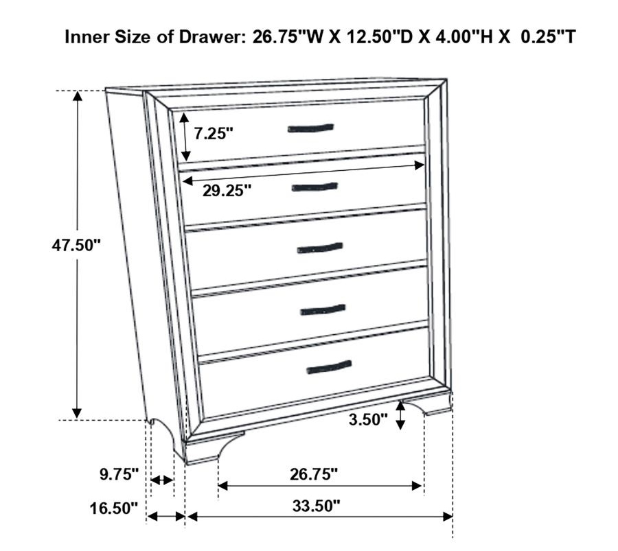 Beaumont Wood Chest w/5 Drawers