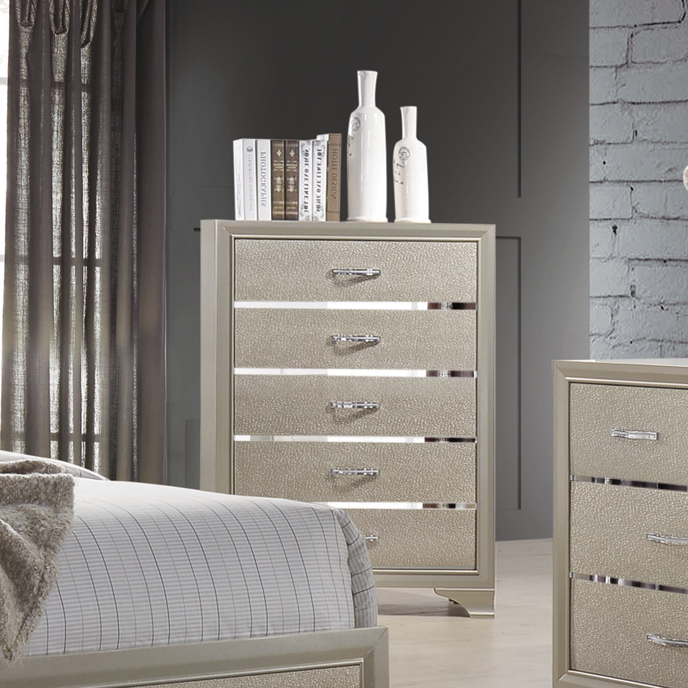 Beaumont Leatherette/Wood Panel Bedroom Set