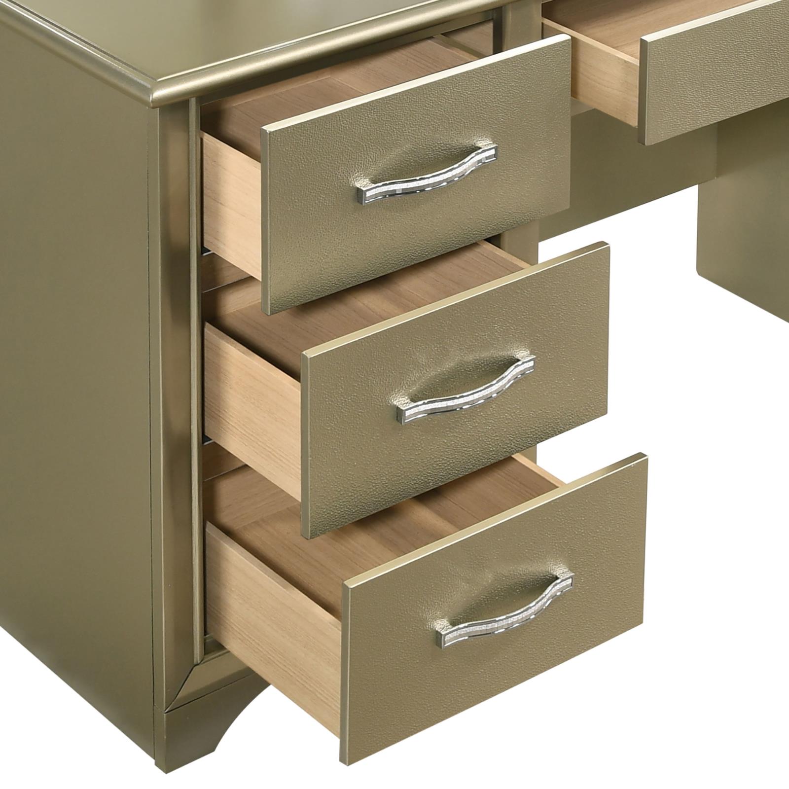 Beaumont Vanity Desk w/7 Drawers & Lighting Mirror