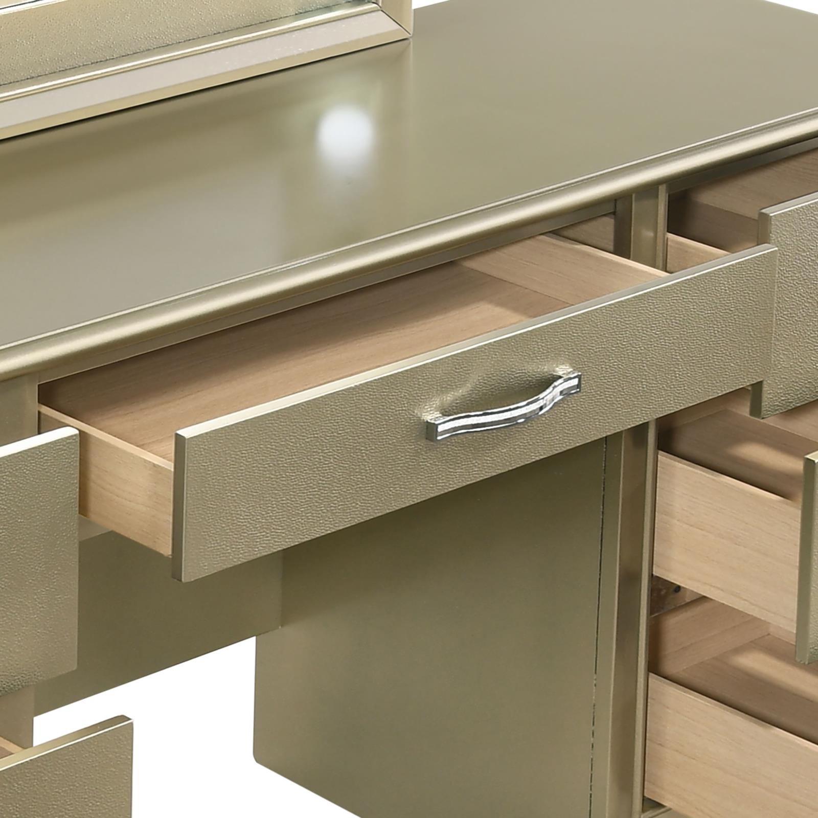 Beaumont Vanity Desk w/7 Drawers & Lighting Mirror