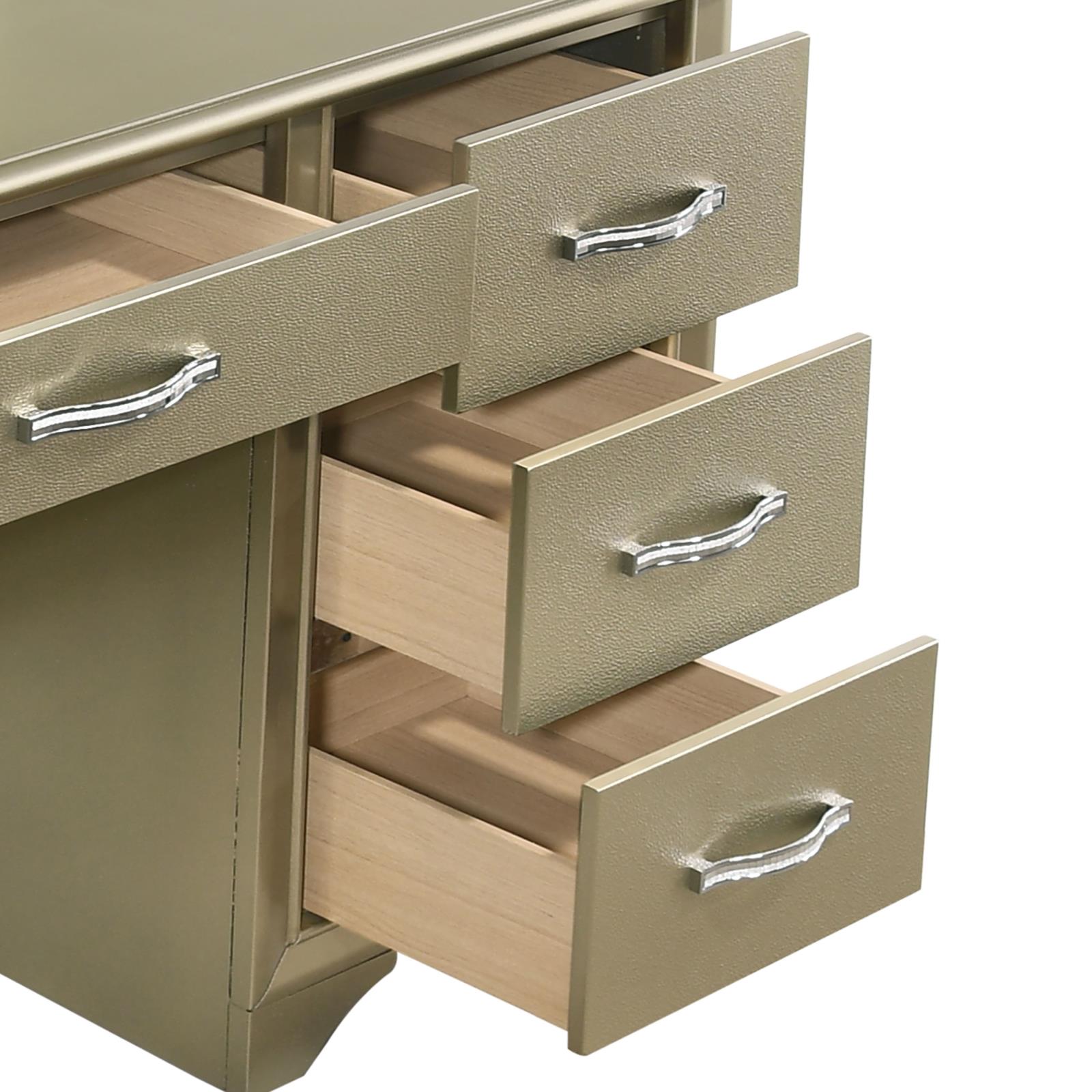 Beaumont Vanity Desk w/7 Drawers & Lighting Mirror