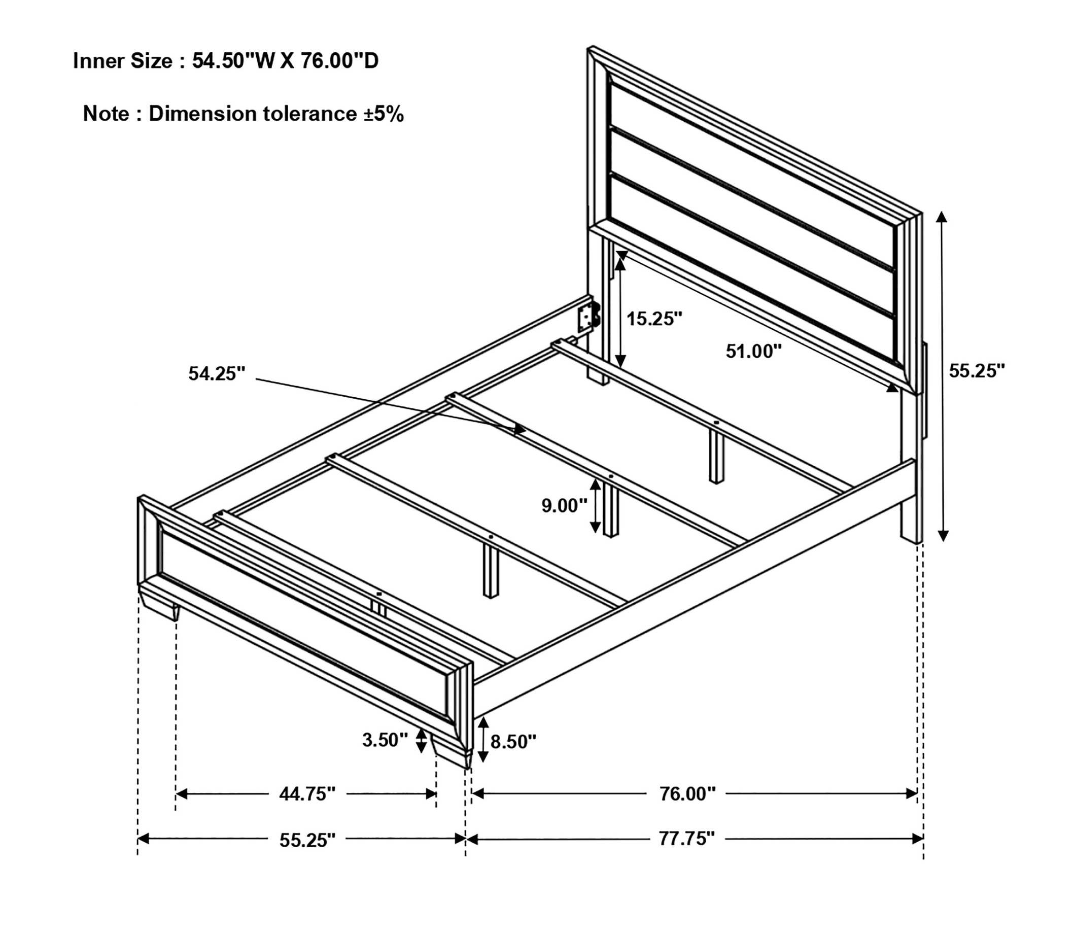 Brandon Wood Panel Bed, Full Size