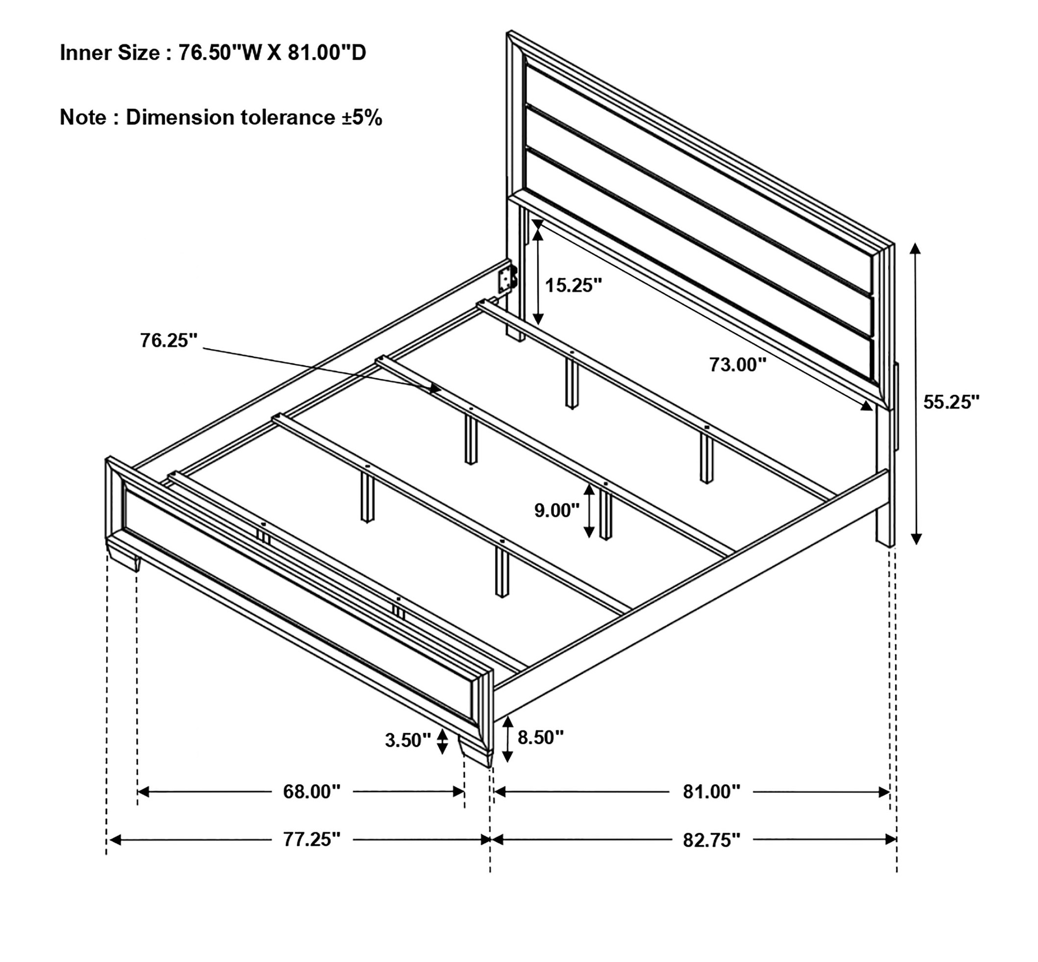 Brandon Wood Panel Bed, Eastern King Size