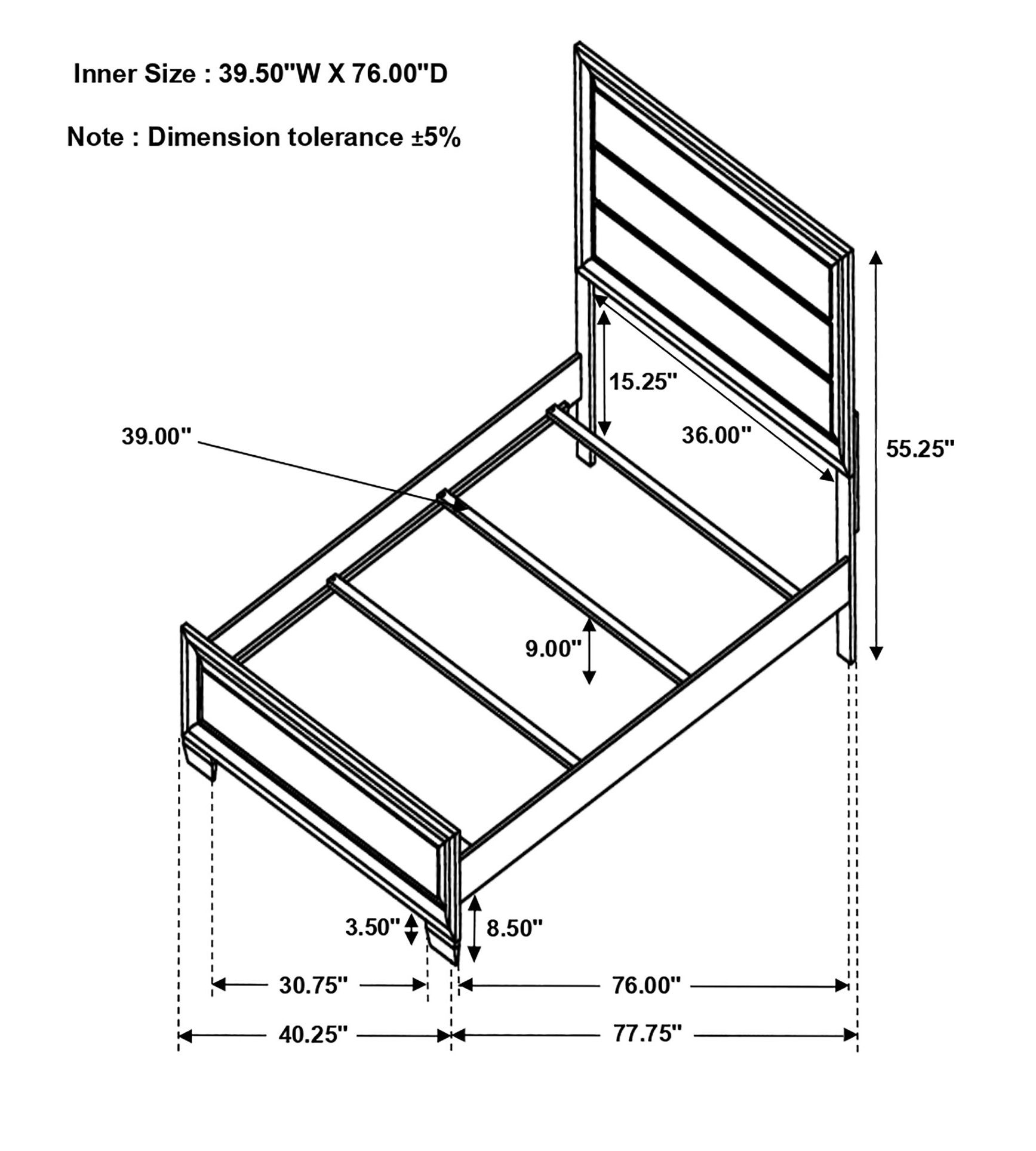 Brandon Wood Panel Bed, Twin Size
