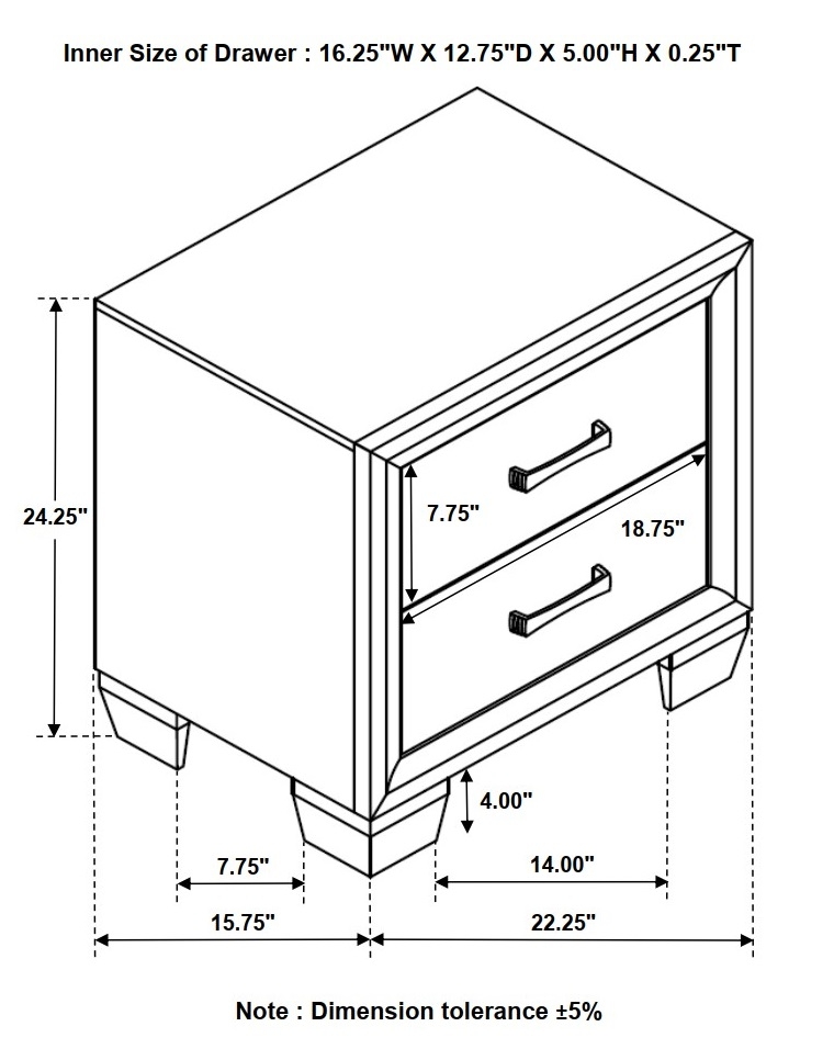 Brandon Wood Nightstand w/2 Drawers