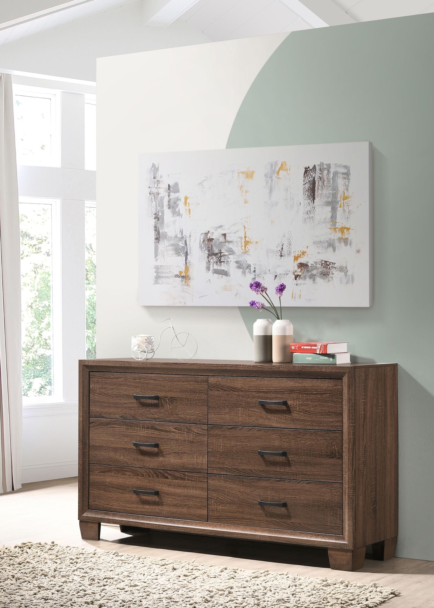 Brandon Wood Dresser w/6 Drawers