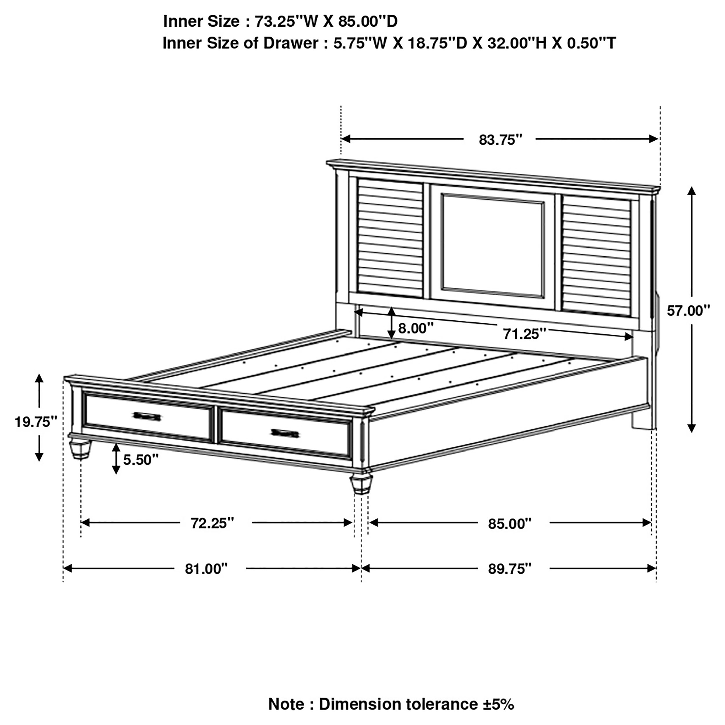 Franco Wood Storage Bed, California King Size