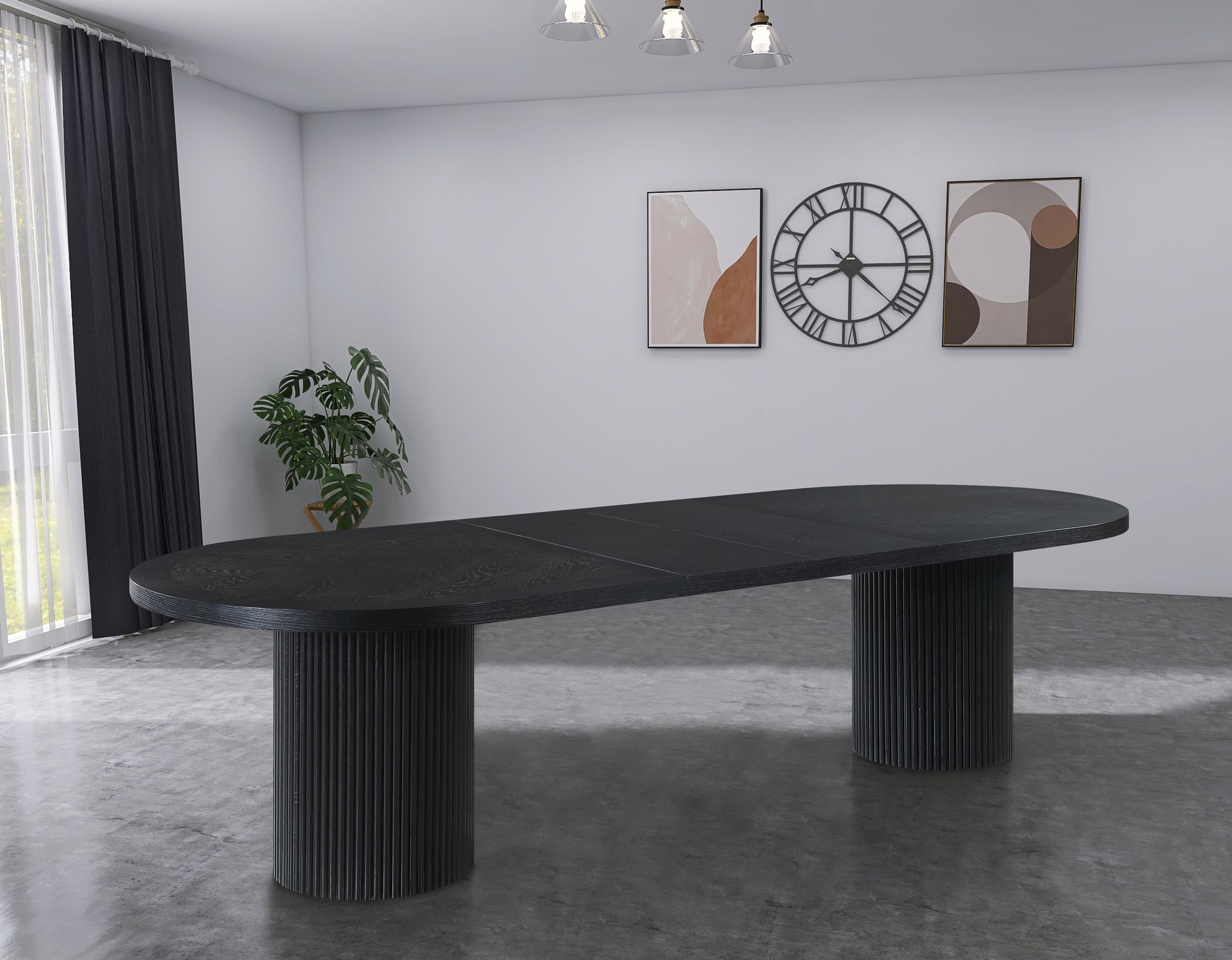 Belinda Extendable Oval Oak Wood Veneer Dining Table