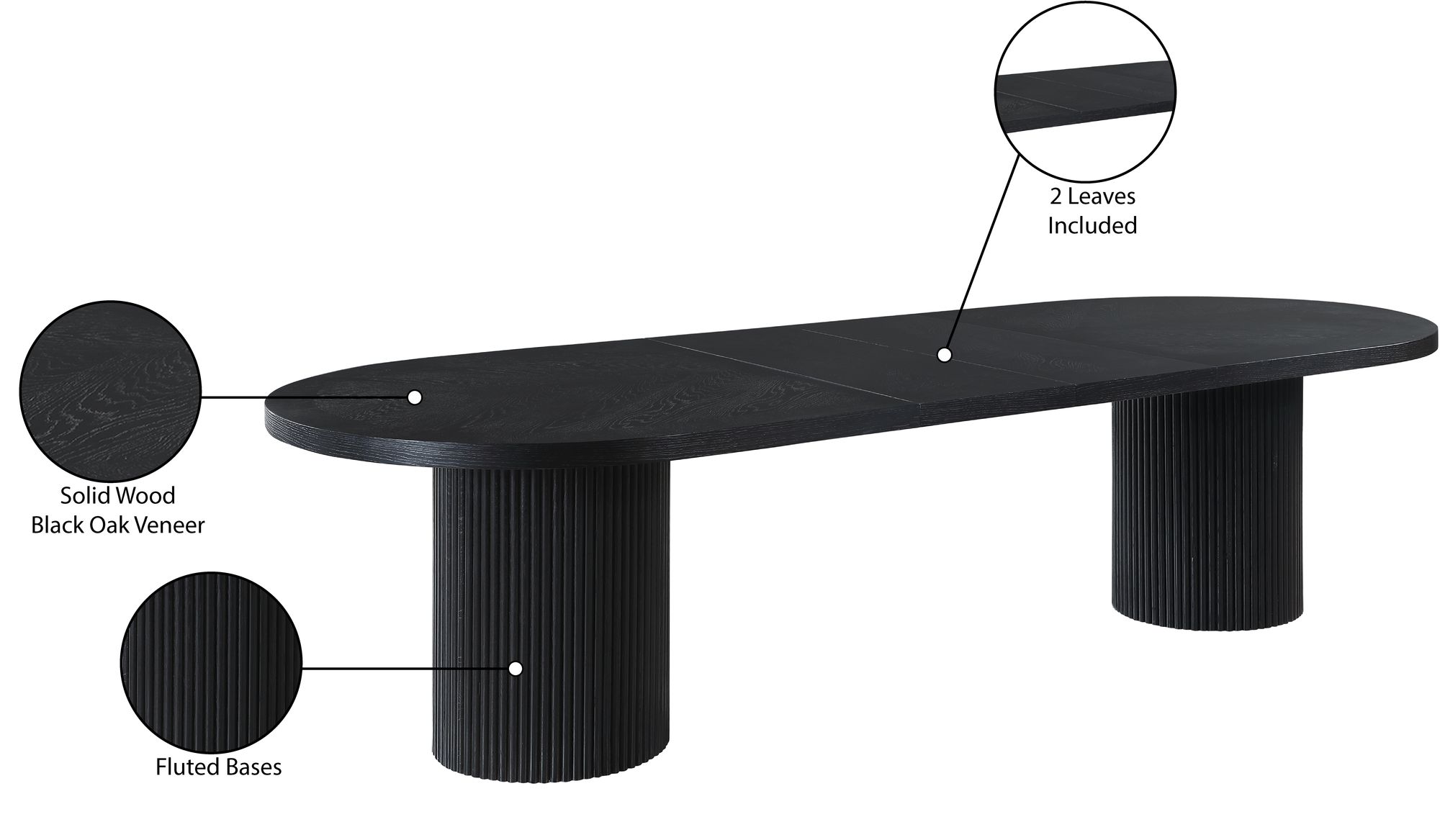Belinda Extendable Oval Oak Wood Veneer Dining Table