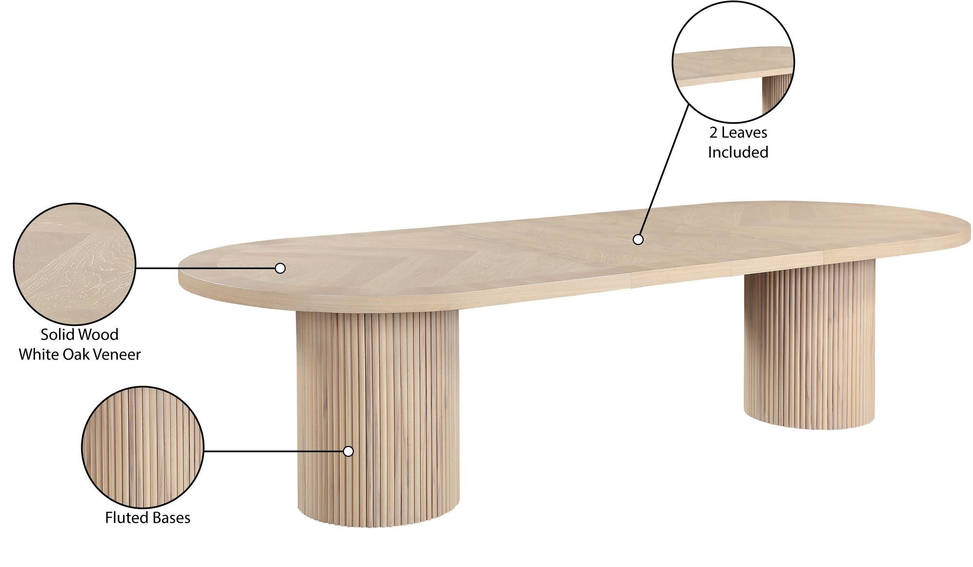 Belinda Extendable Oval Oak Wood Veneer Dining Table
