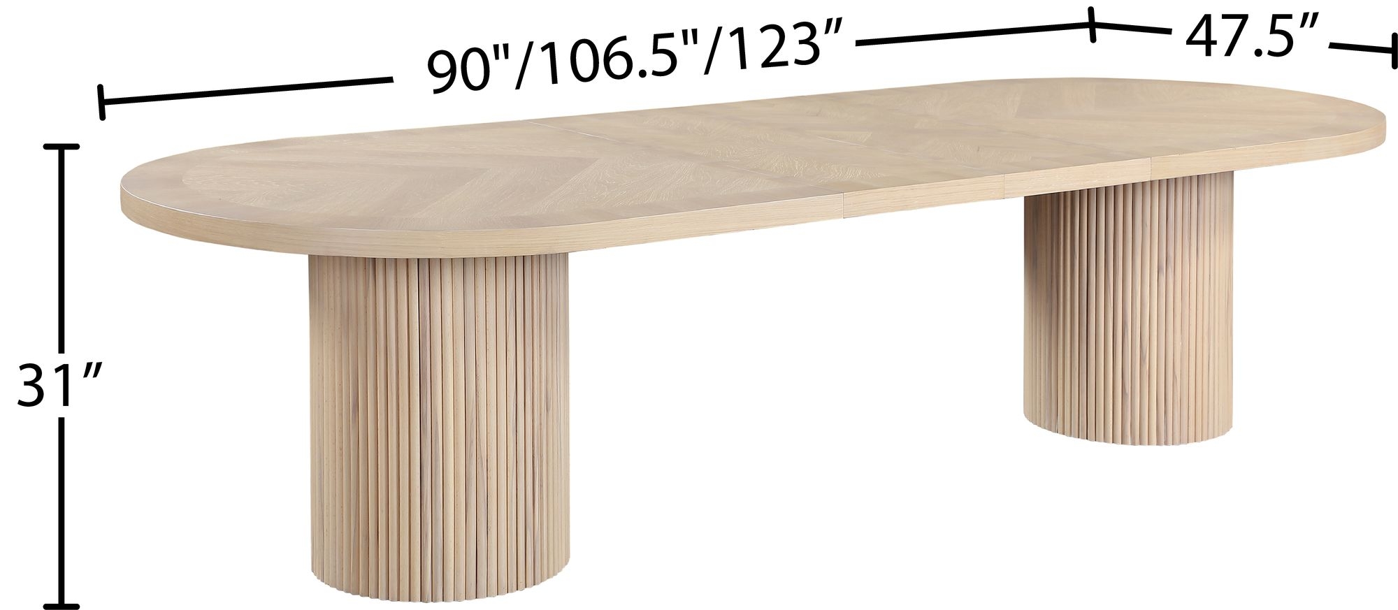 Belinda Extendable Oval Oak Wood Veneer Dining Table