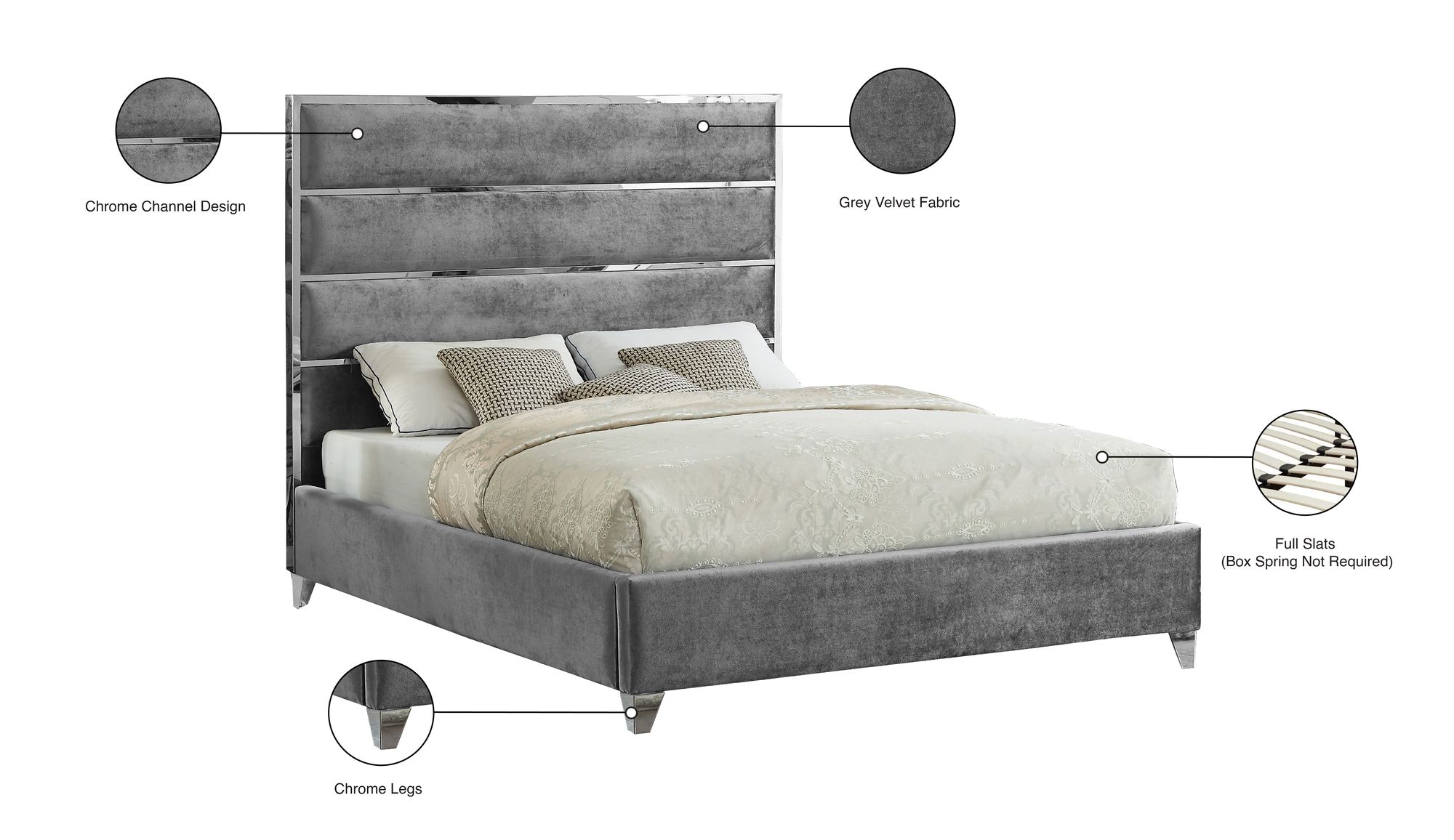 Zuma Velvet Queen Size Bed