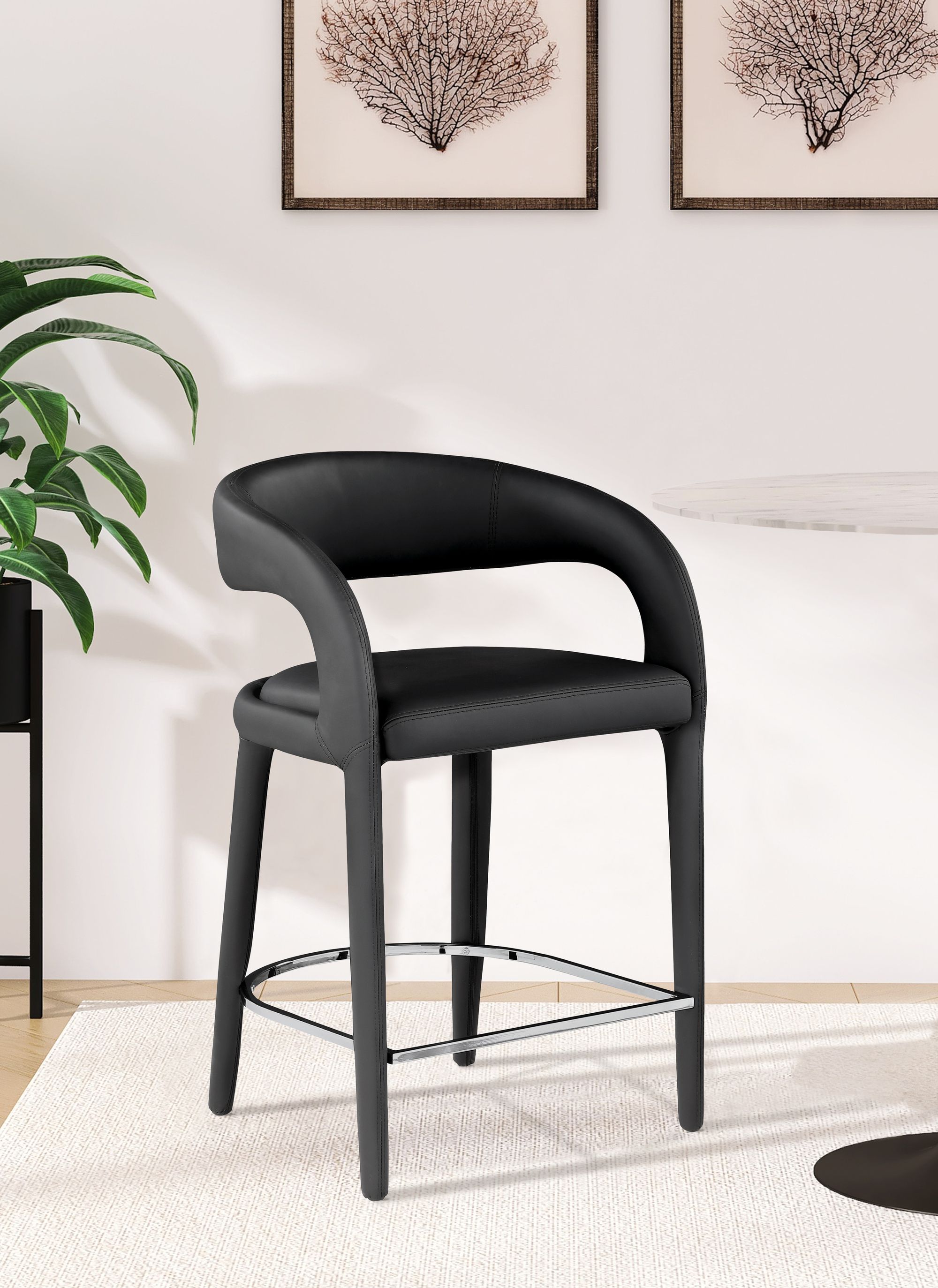 Sylvester Fully Upholstered Faux Leather Counter Stool