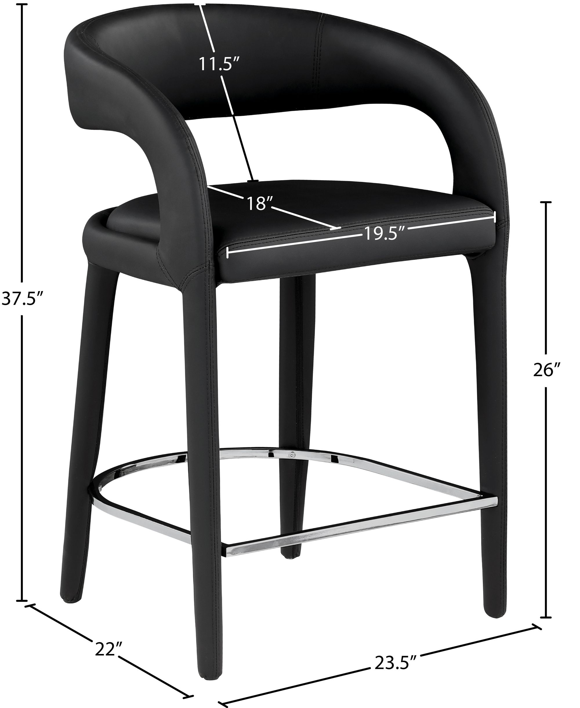 Sylvester Fully Upholstered Faux Leather Counter Stool
