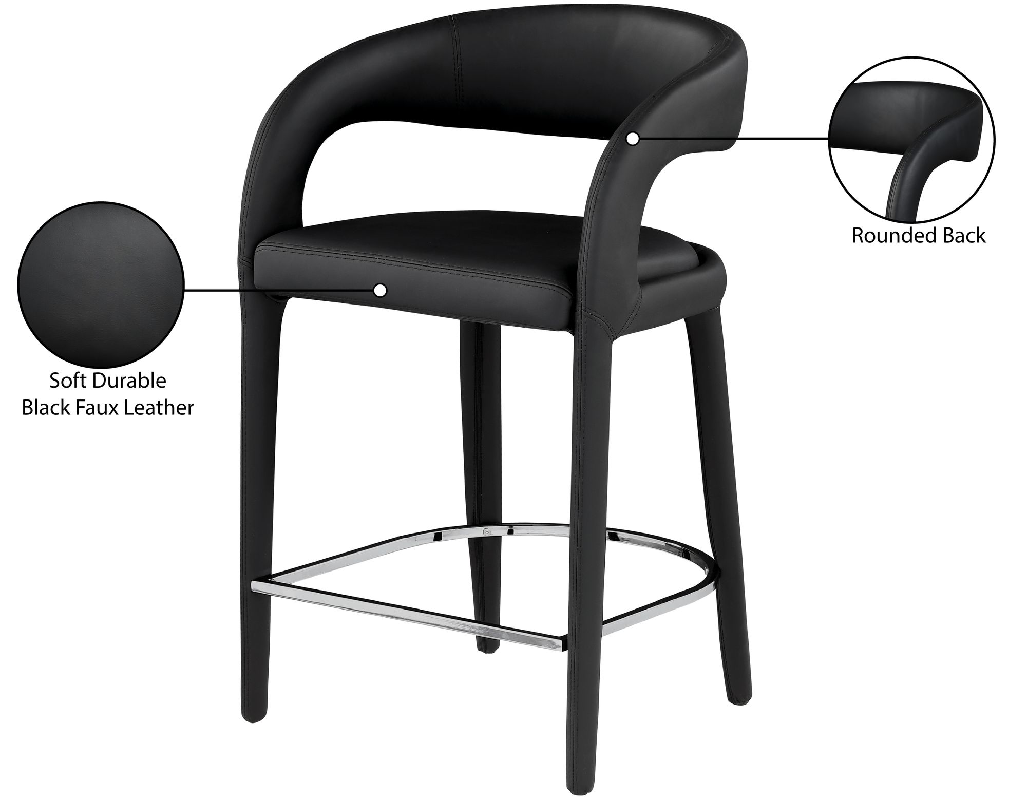 Sylvester Fully Upholstered Faux Leather Counter Stool