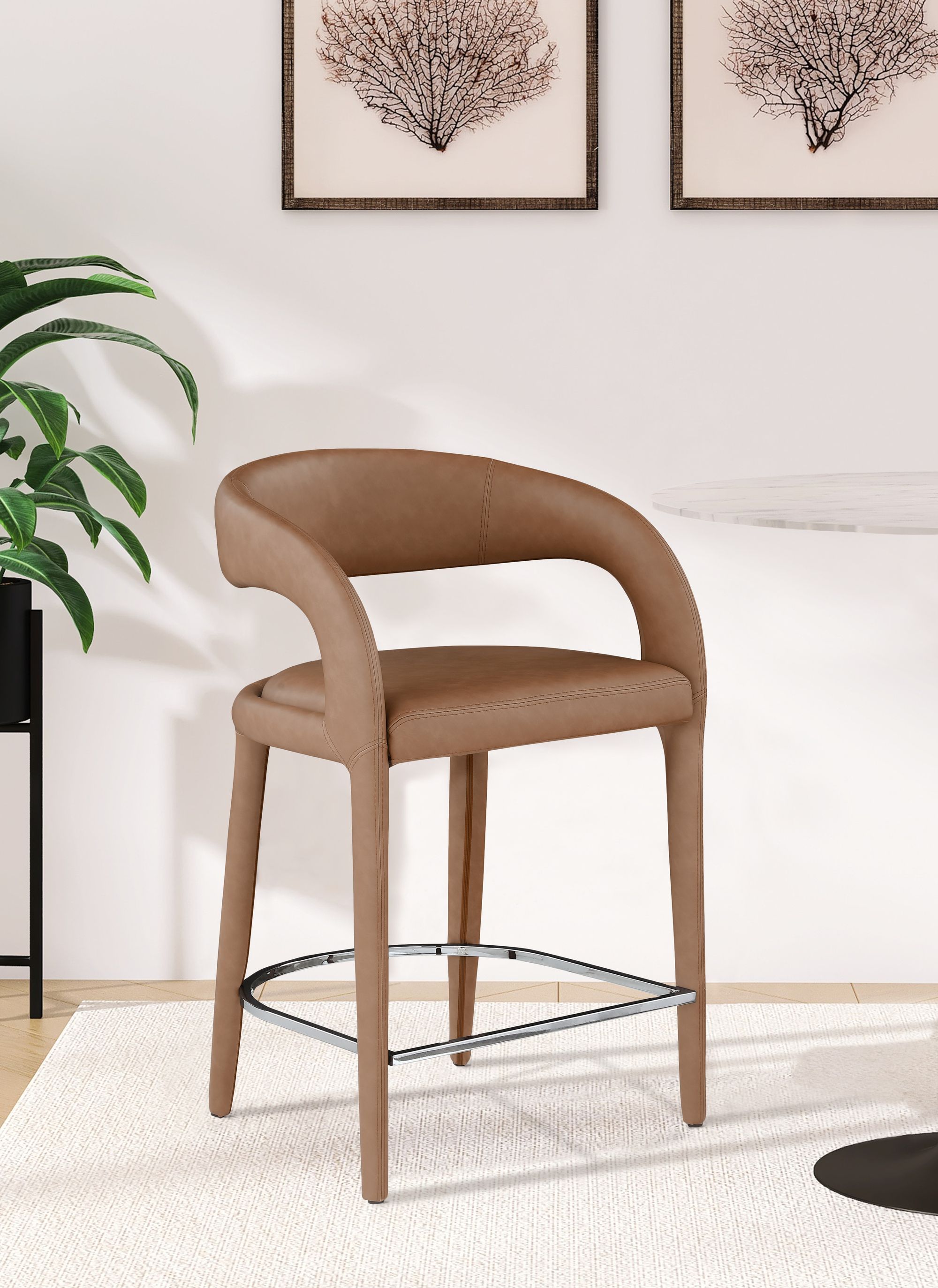 Sylvester Fully Upholstered Faux Leather Counter Stool