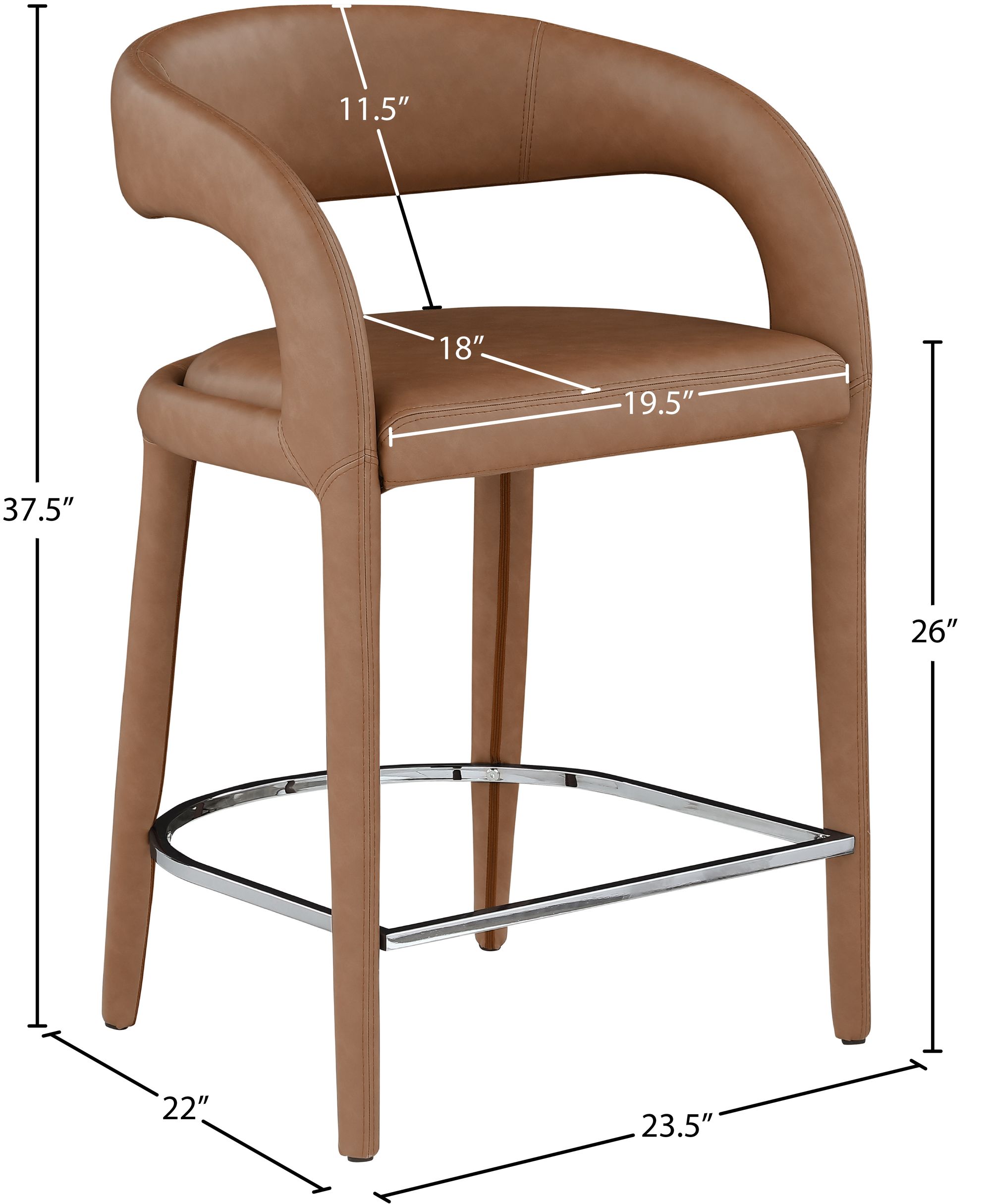 Sylvester Fully Upholstered Faux Leather Counter Stool