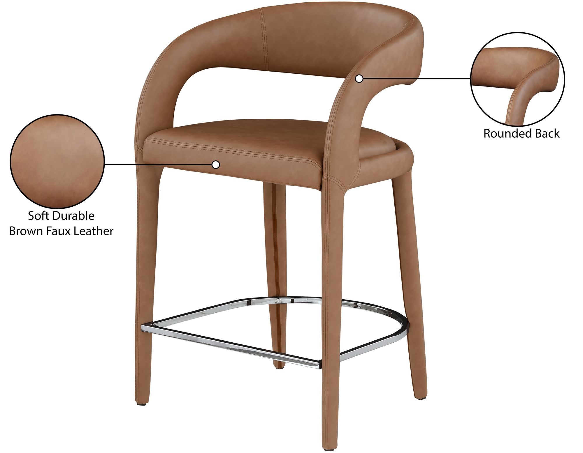 Sylvester Fully Upholstered Faux Leather Counter Stool