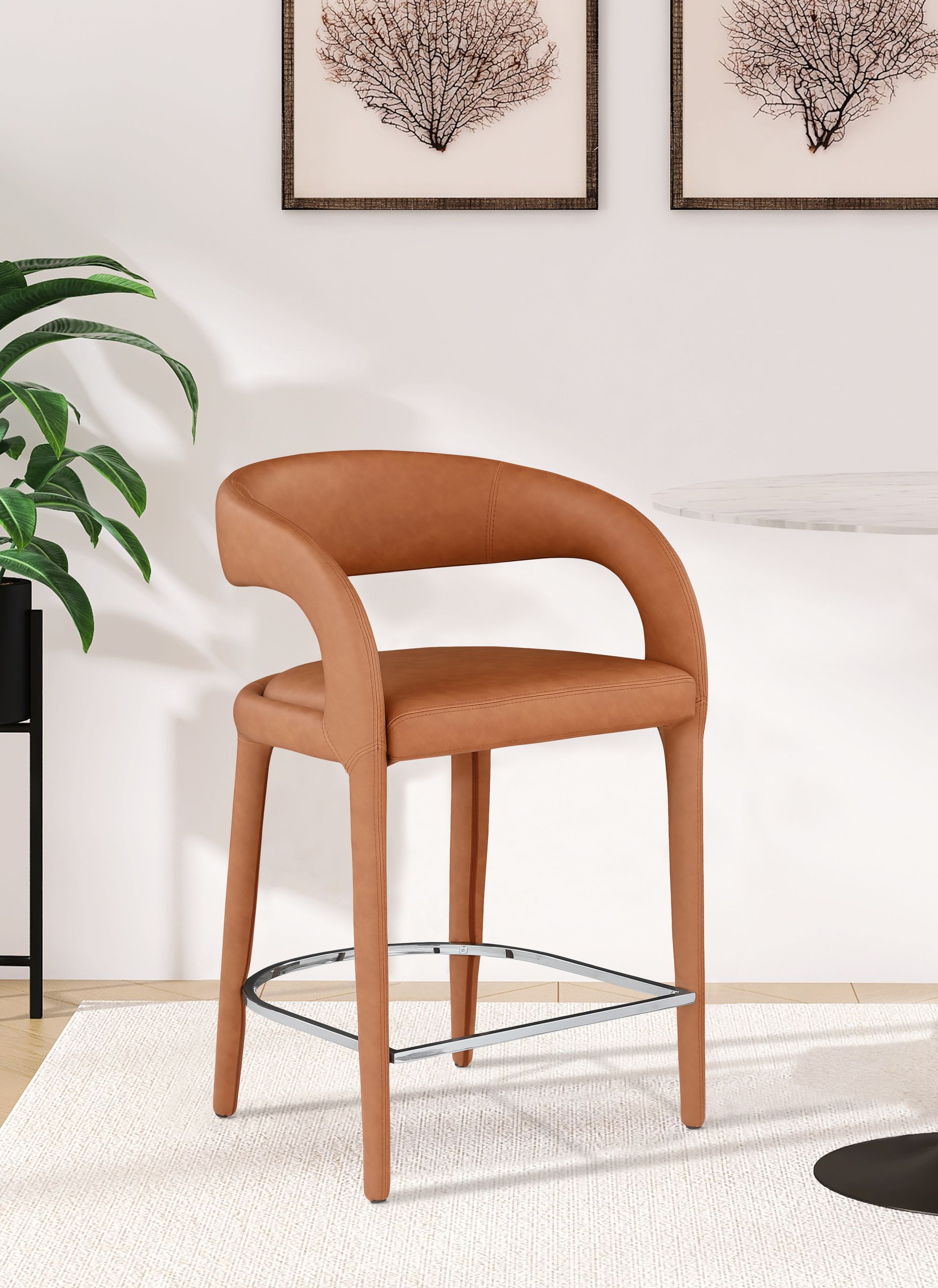 Sylvester Fully Upholstered Faux Leather Counter Stool
