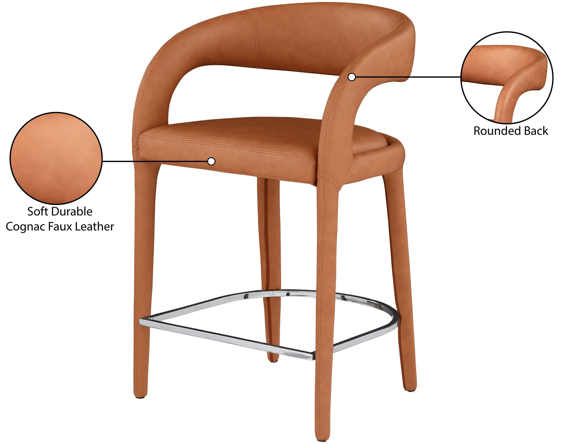 Sylvester Fully Upholstered Faux Leather Counter Stool