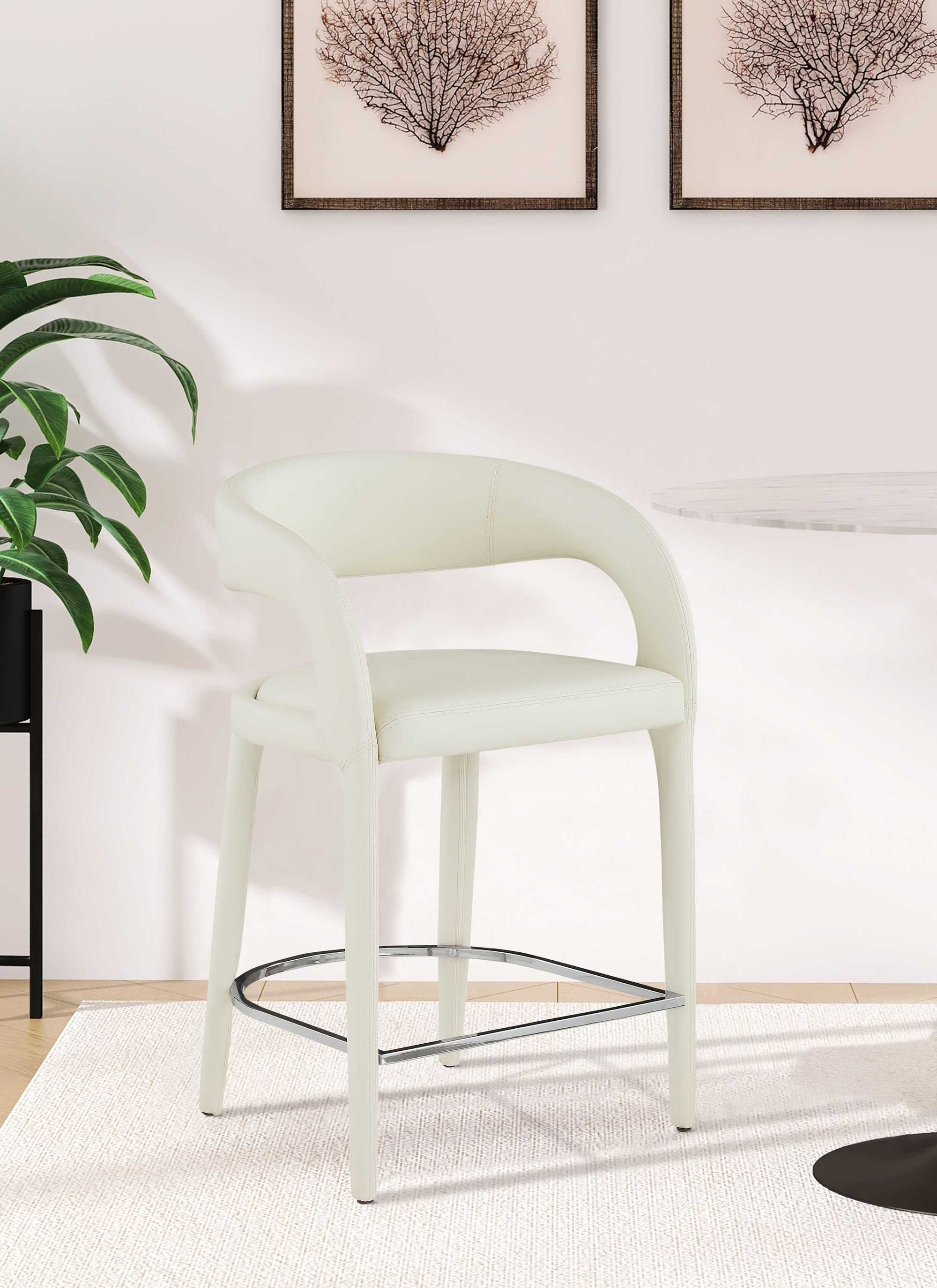 Sylvester Fully Upholstered Faux Leather Counter Stool