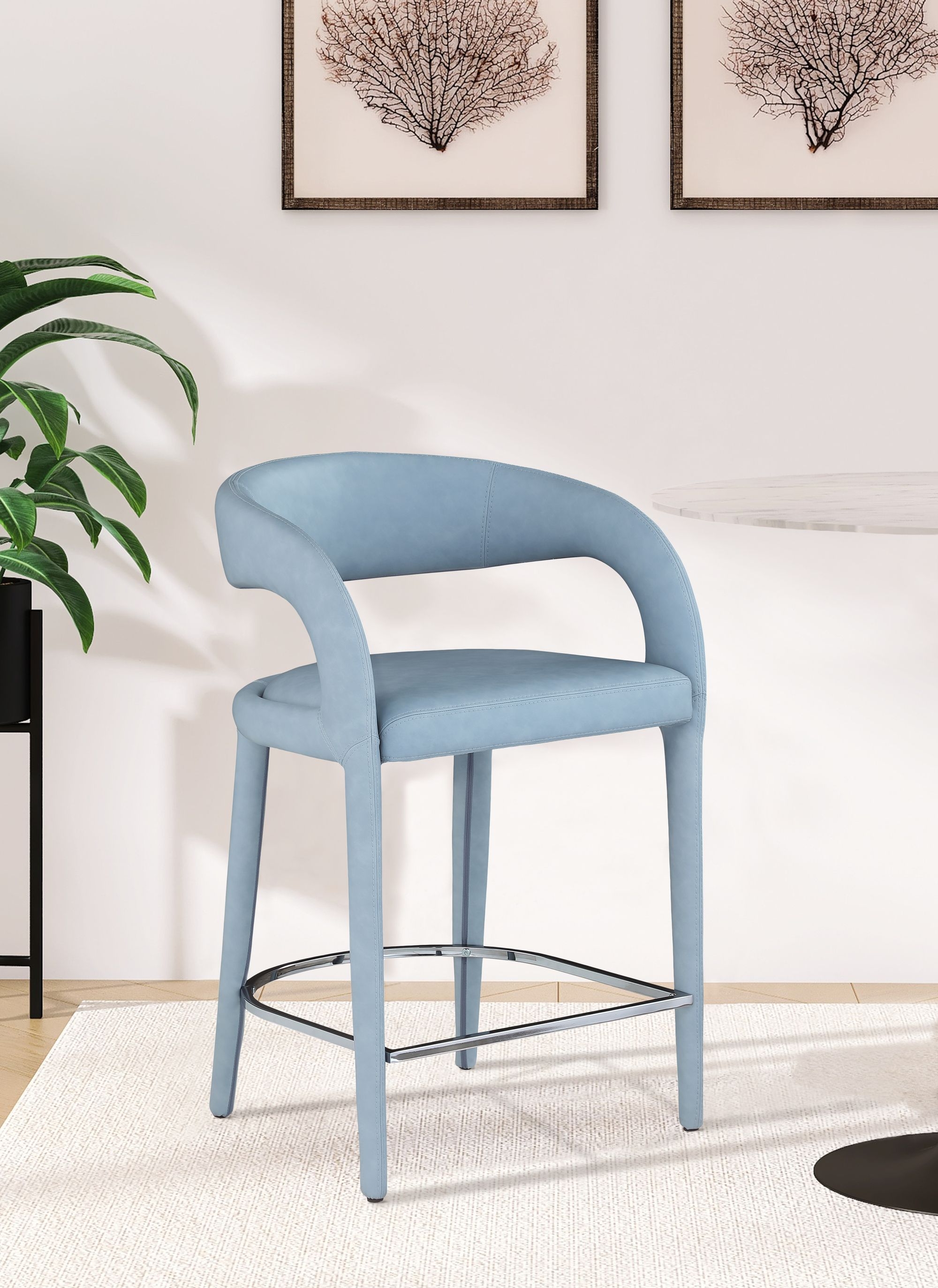 Sylvester Fully Upholstered Faux Leather Counter Stool