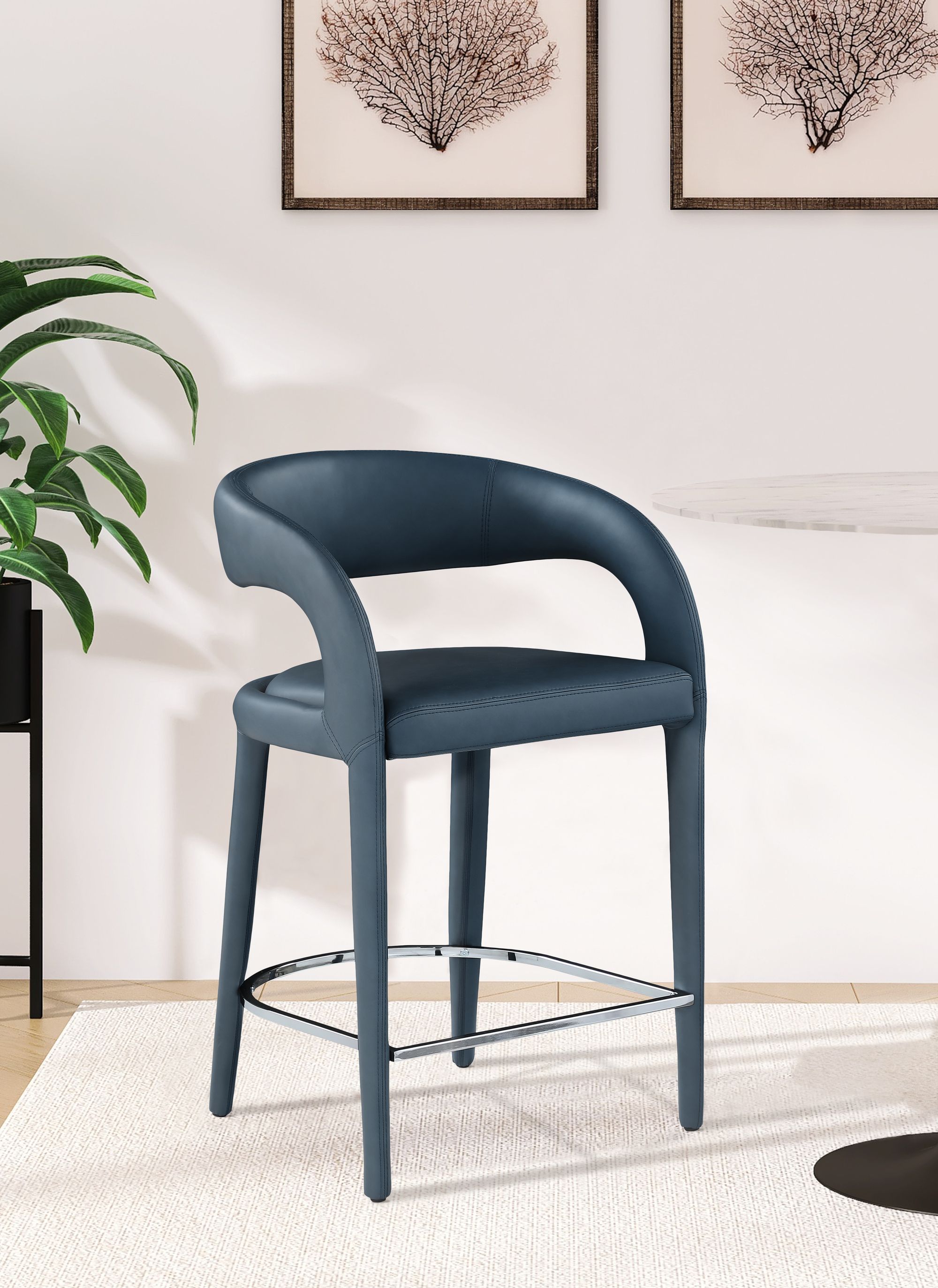 Sylvester Fully Upholstered Faux Leather Counter Stool