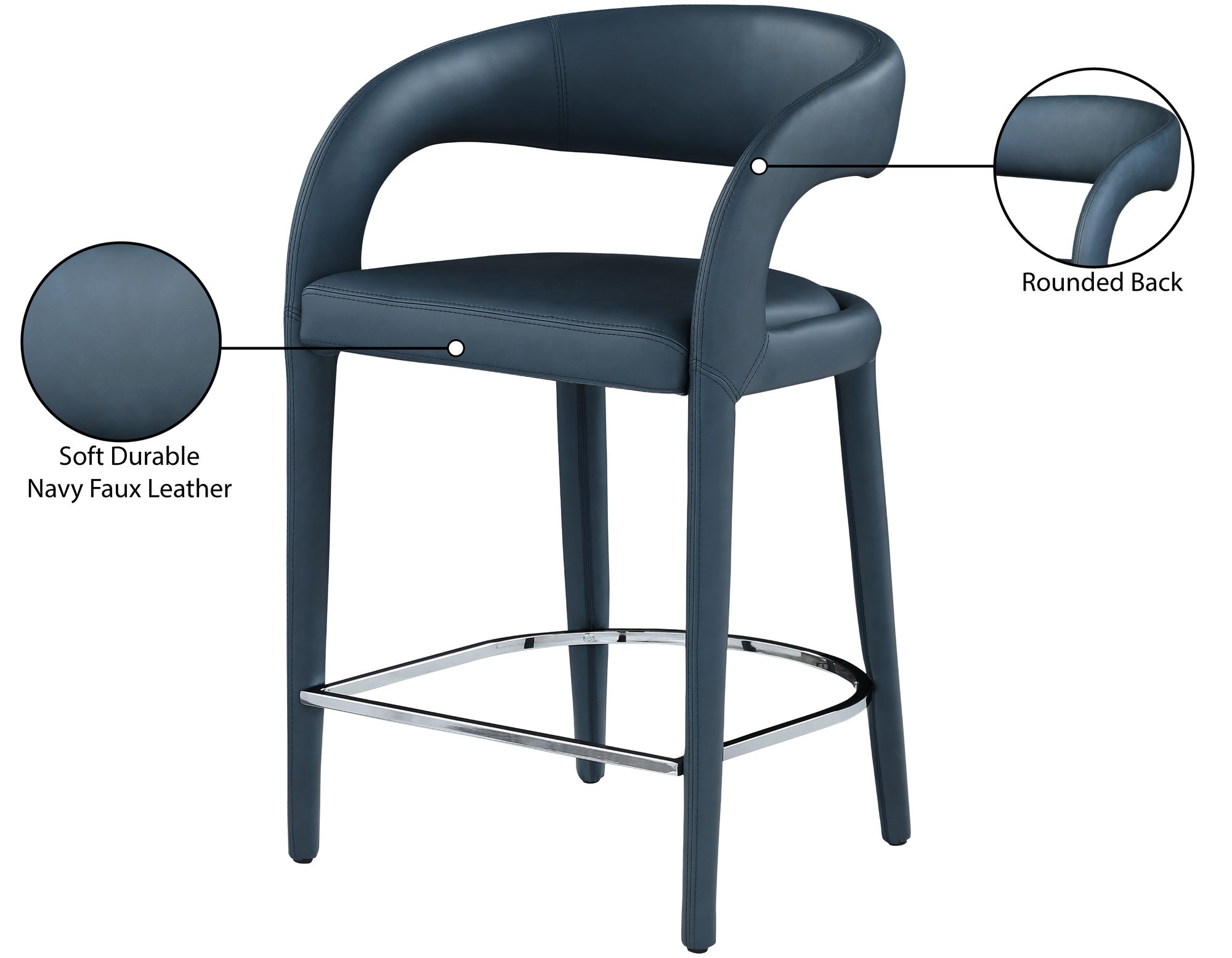 Sylvester Fully Upholstered Faux Leather Counter Stool