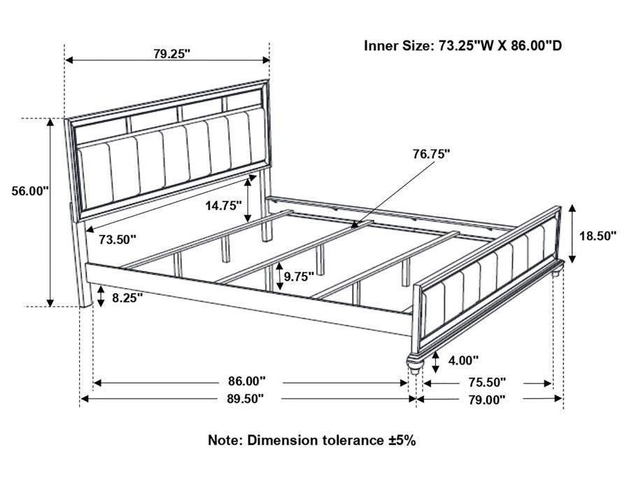 Barzini Leatherette/Wood Panel Bed
