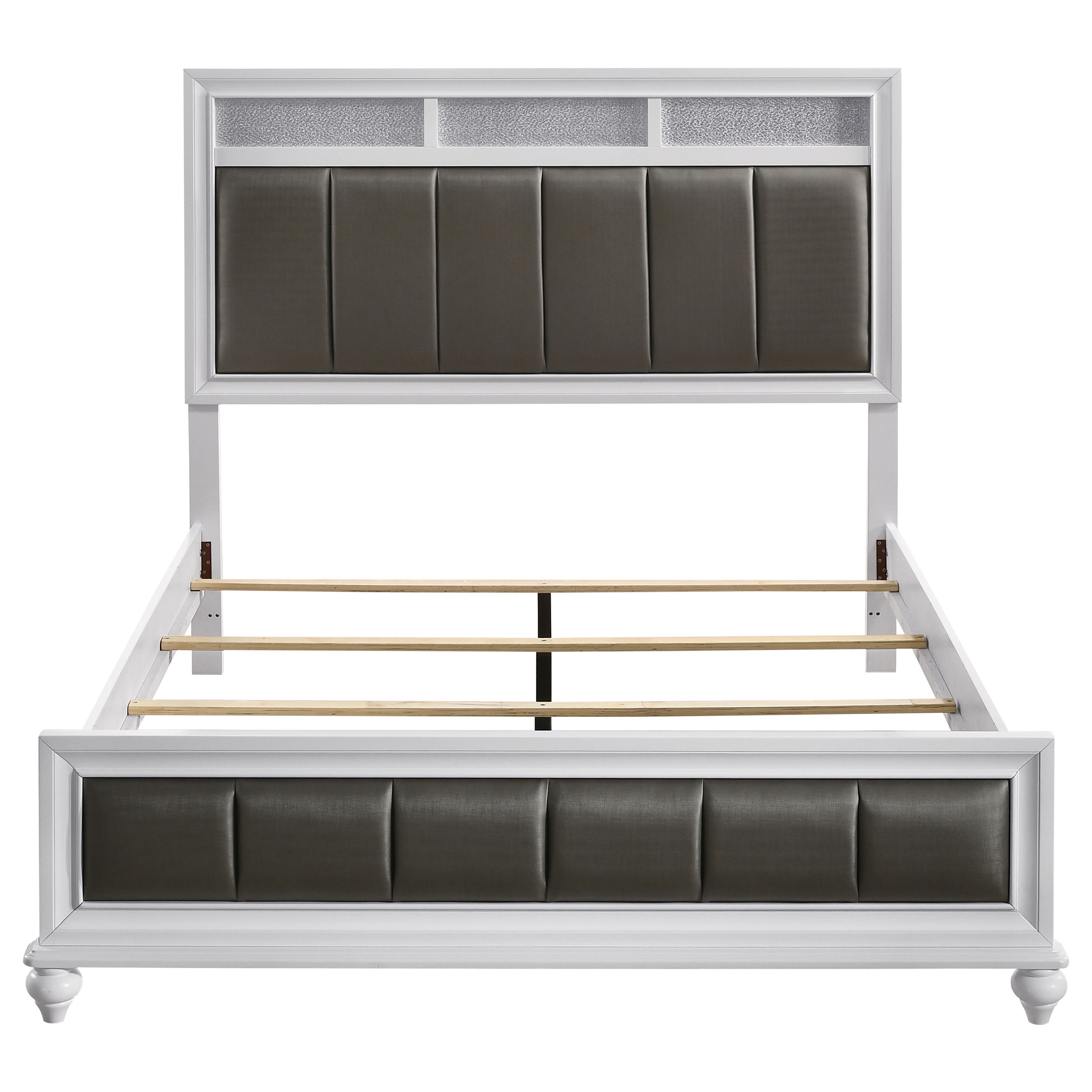 Barzini Leatherette/Wood Panel Bed, California King Size