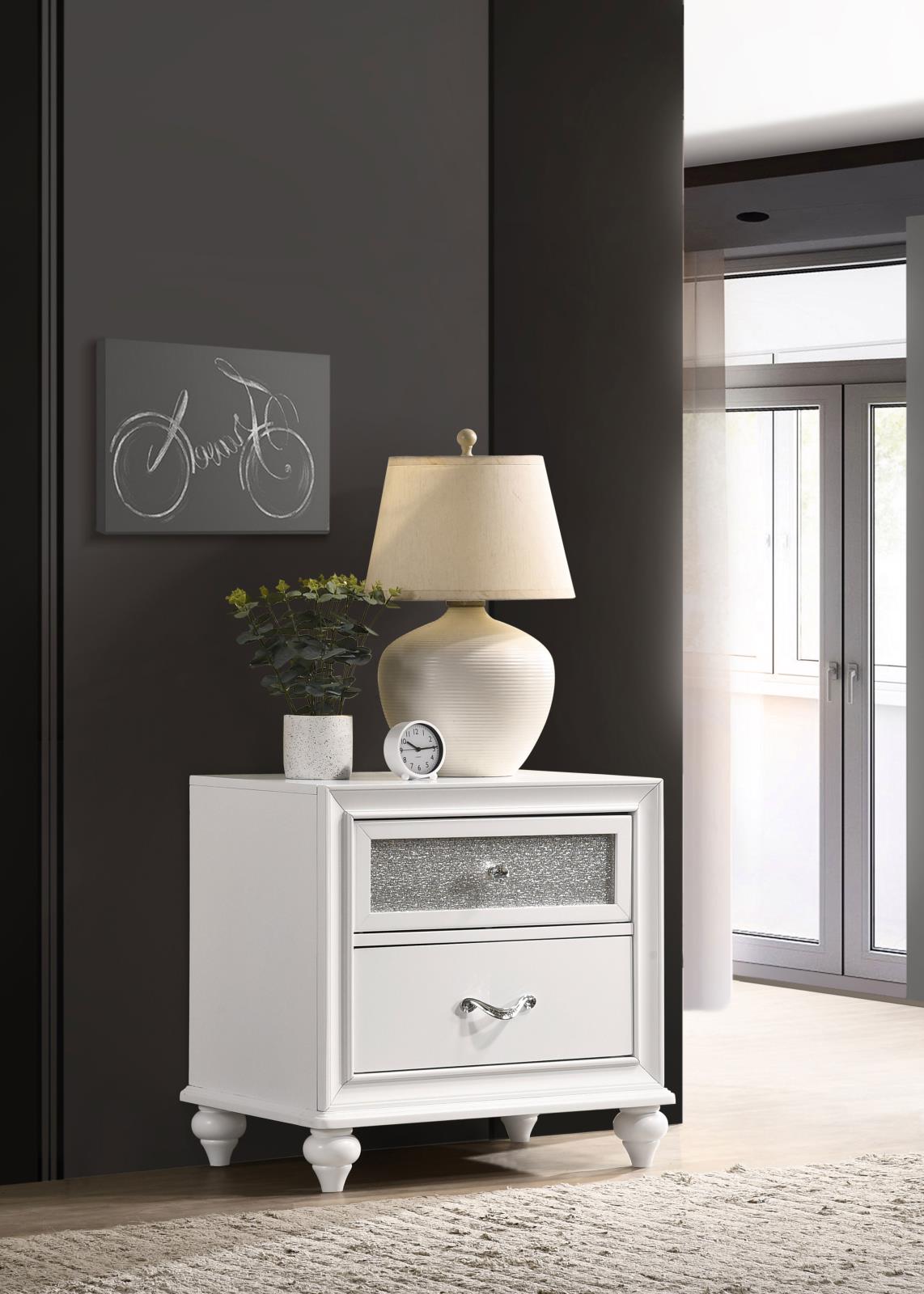Barzini Wood/Acrylic Nightstand w/2 Drawers