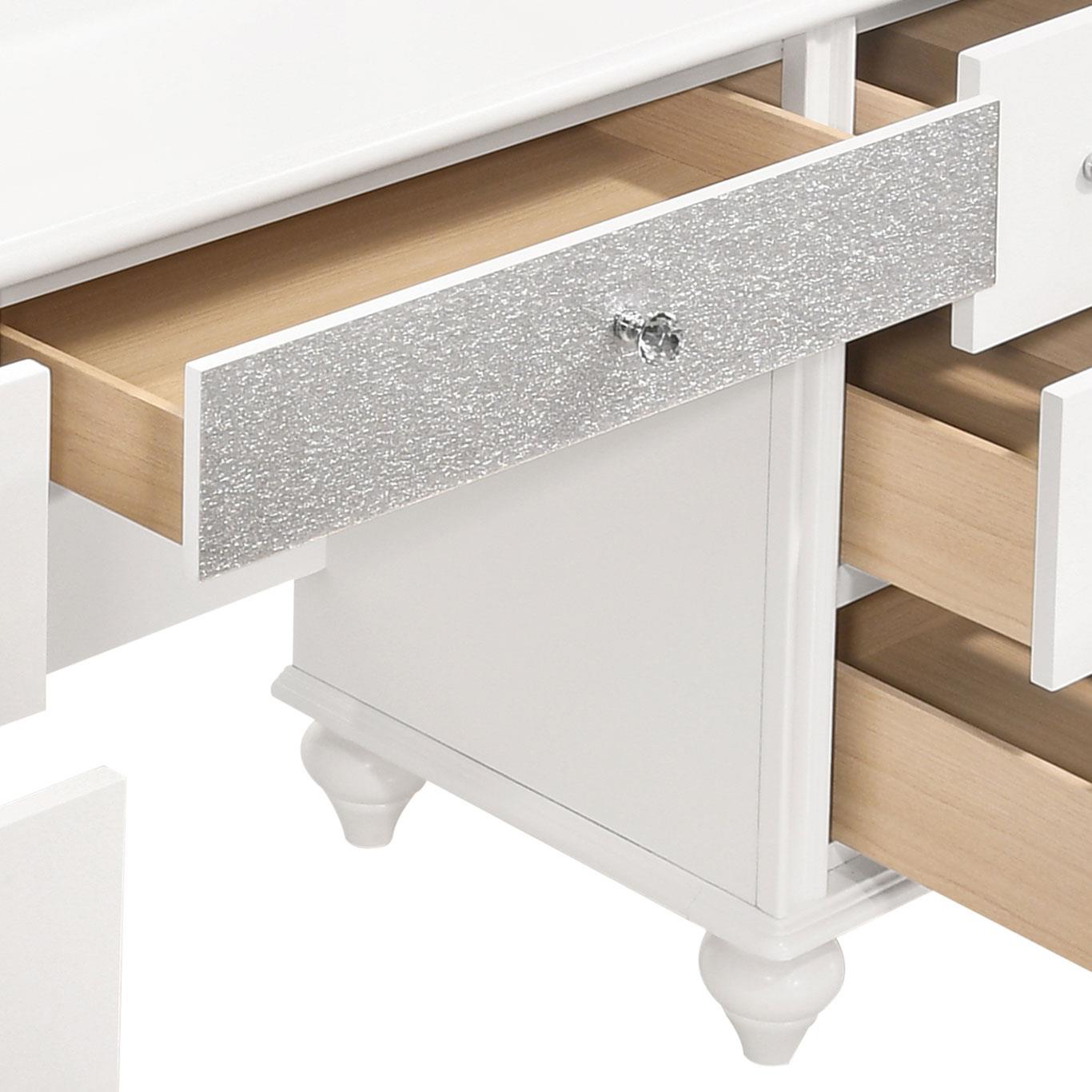 Barzini 7-drawer Vanity Desk w/Lighted Mirror