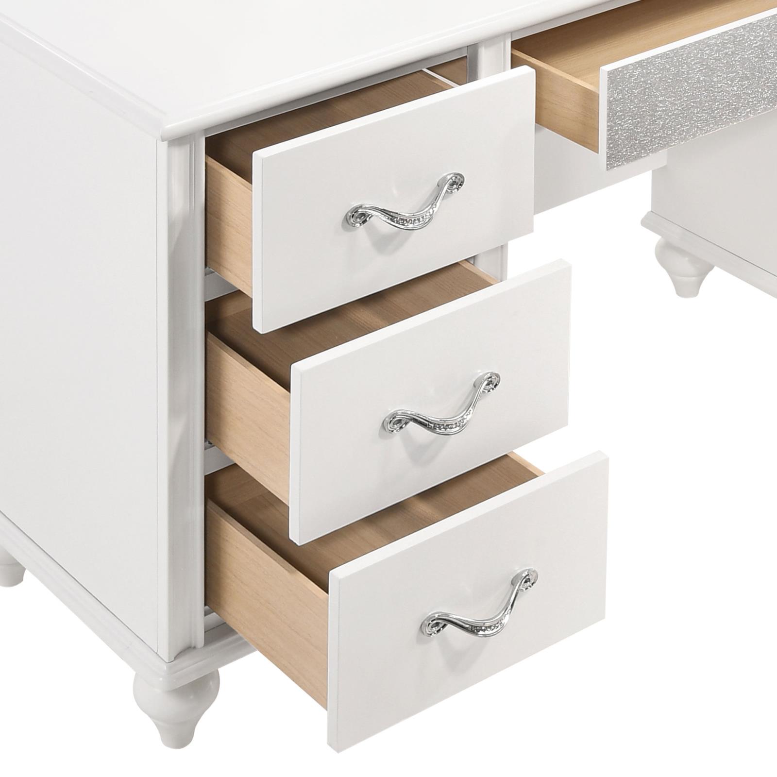 Barzini 7-drawer Vanity Desk w/Lighted Mirror