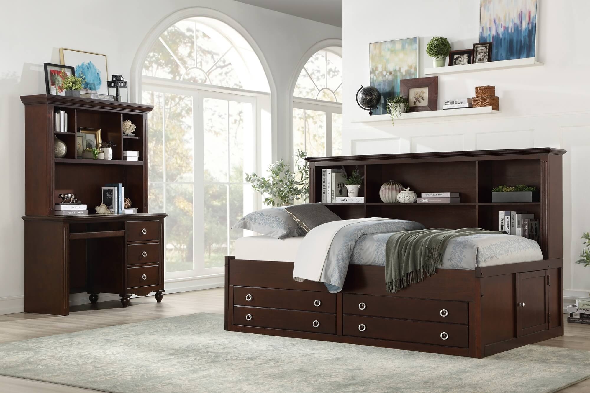 Meghan Wood/Wood Veneer Lounge Storage Bed, Twin Size