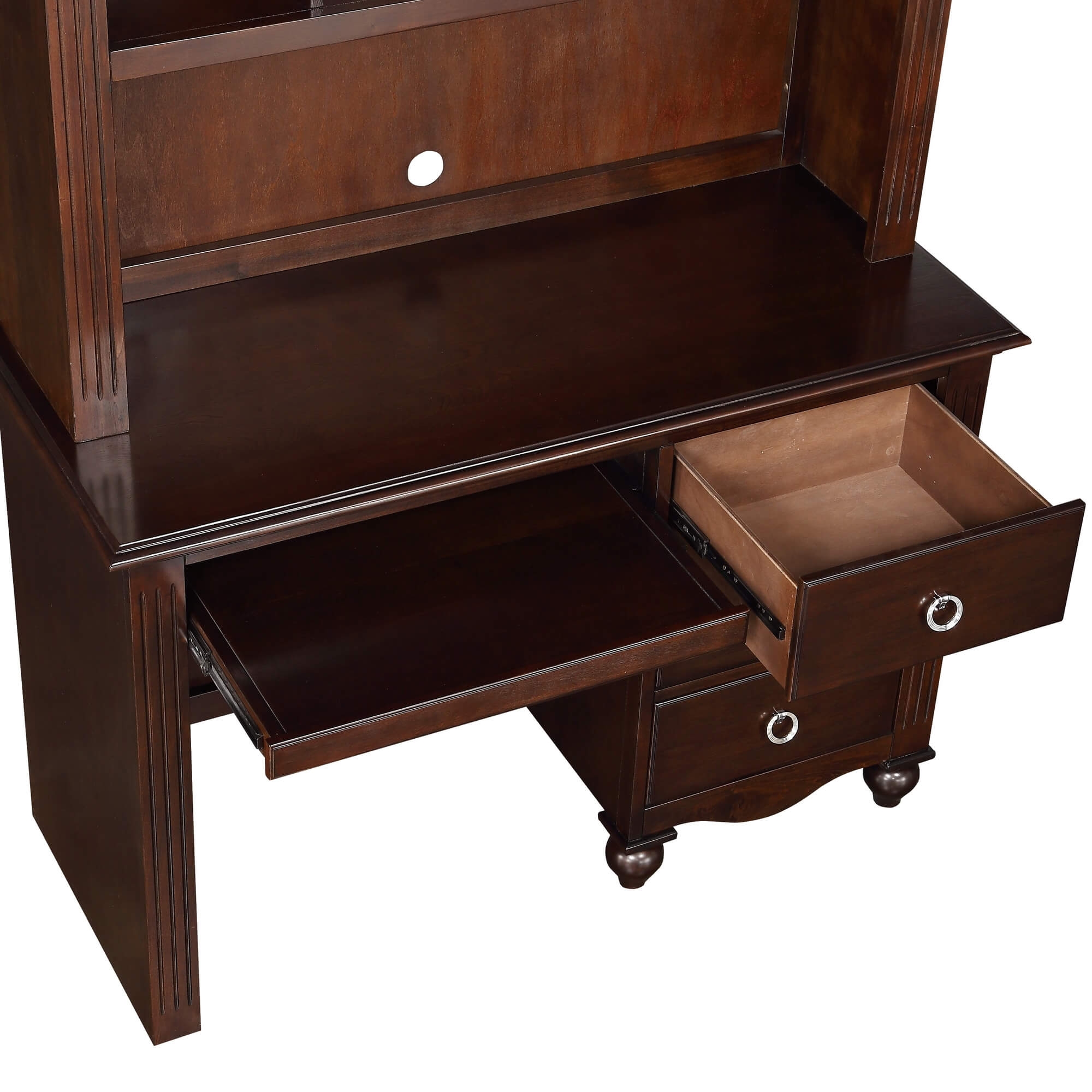 Meghan Wood/Wood Veneer Writing Desk w/ Hutch