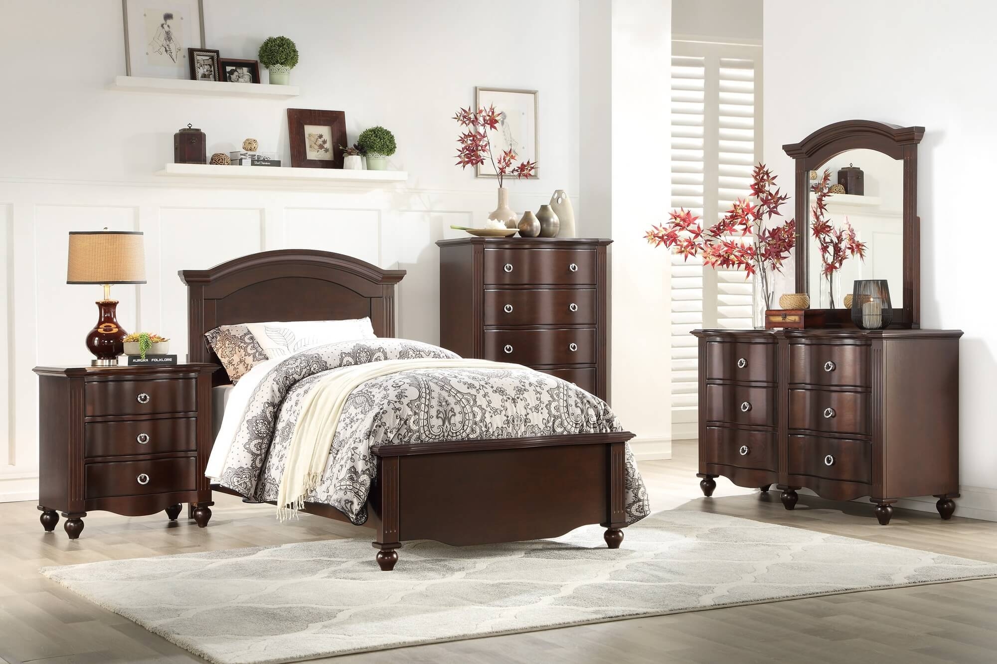 Meghan Wood/Wood Veneer Platform Youth Bedroom Set