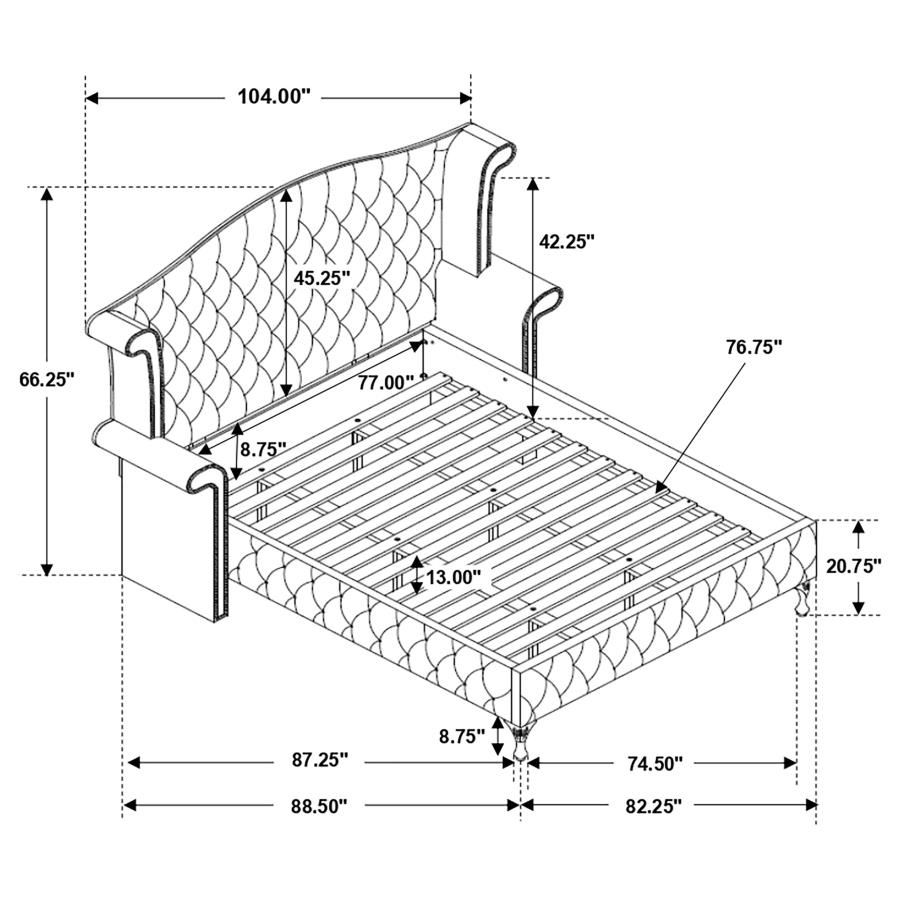 Deanna Velvet Tufted Panel Bed, Eastern King Size