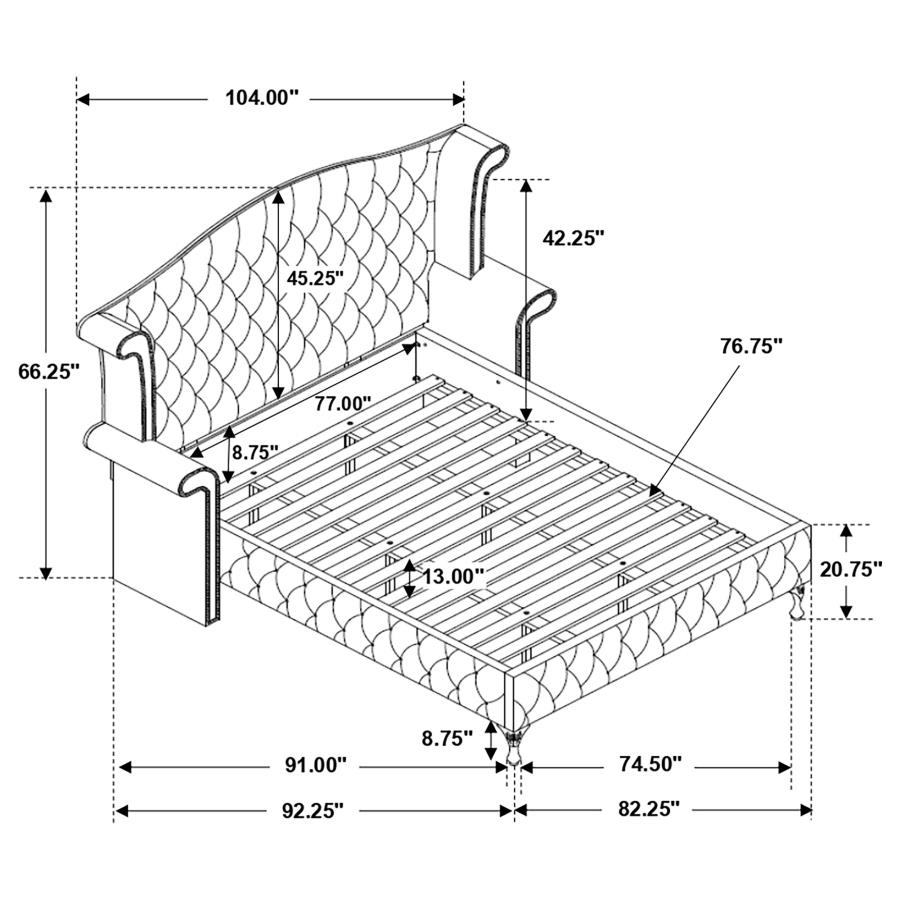 Deanna Velvet Tufted Panel Bed, California King Size
