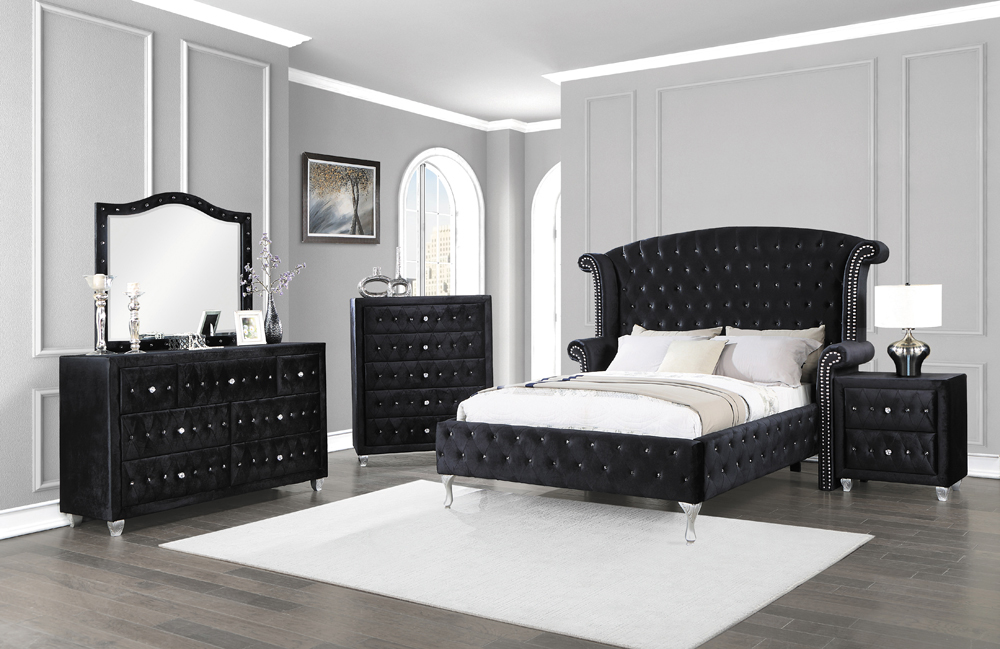 Deanna Velvet Tufted Panel Bedroom Set