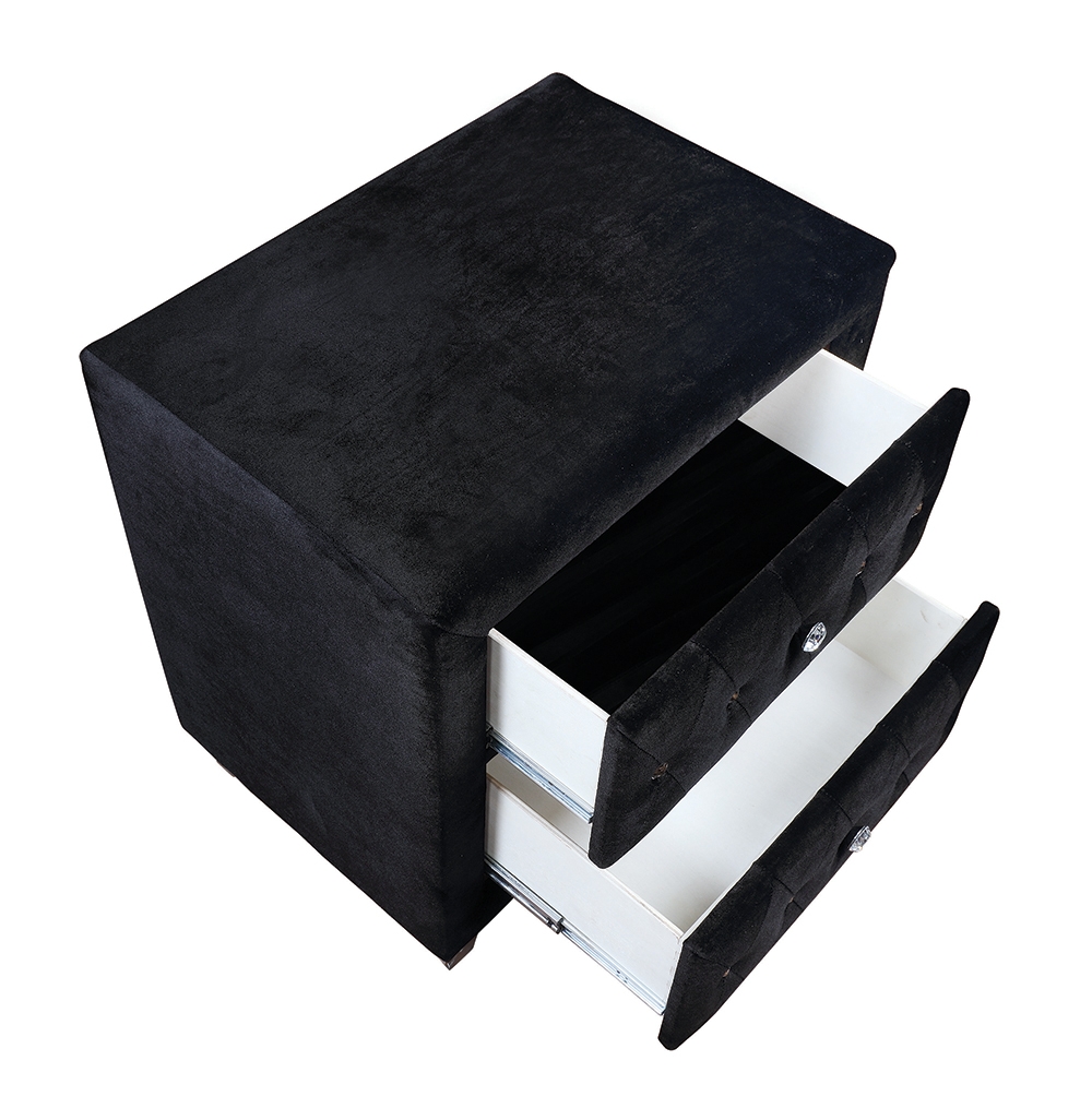 Deanna Velvet Nightstand w/2 Drawers