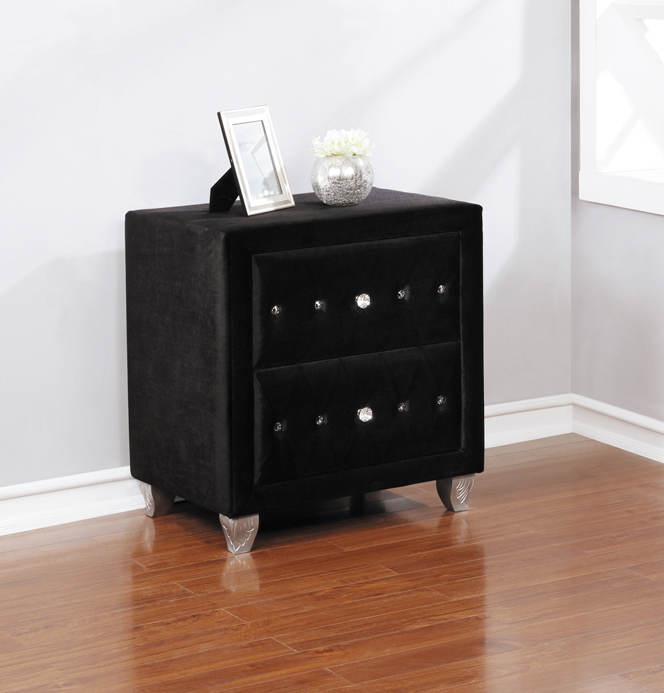 Deanna Velvet Nightstand w/2 Drawers
